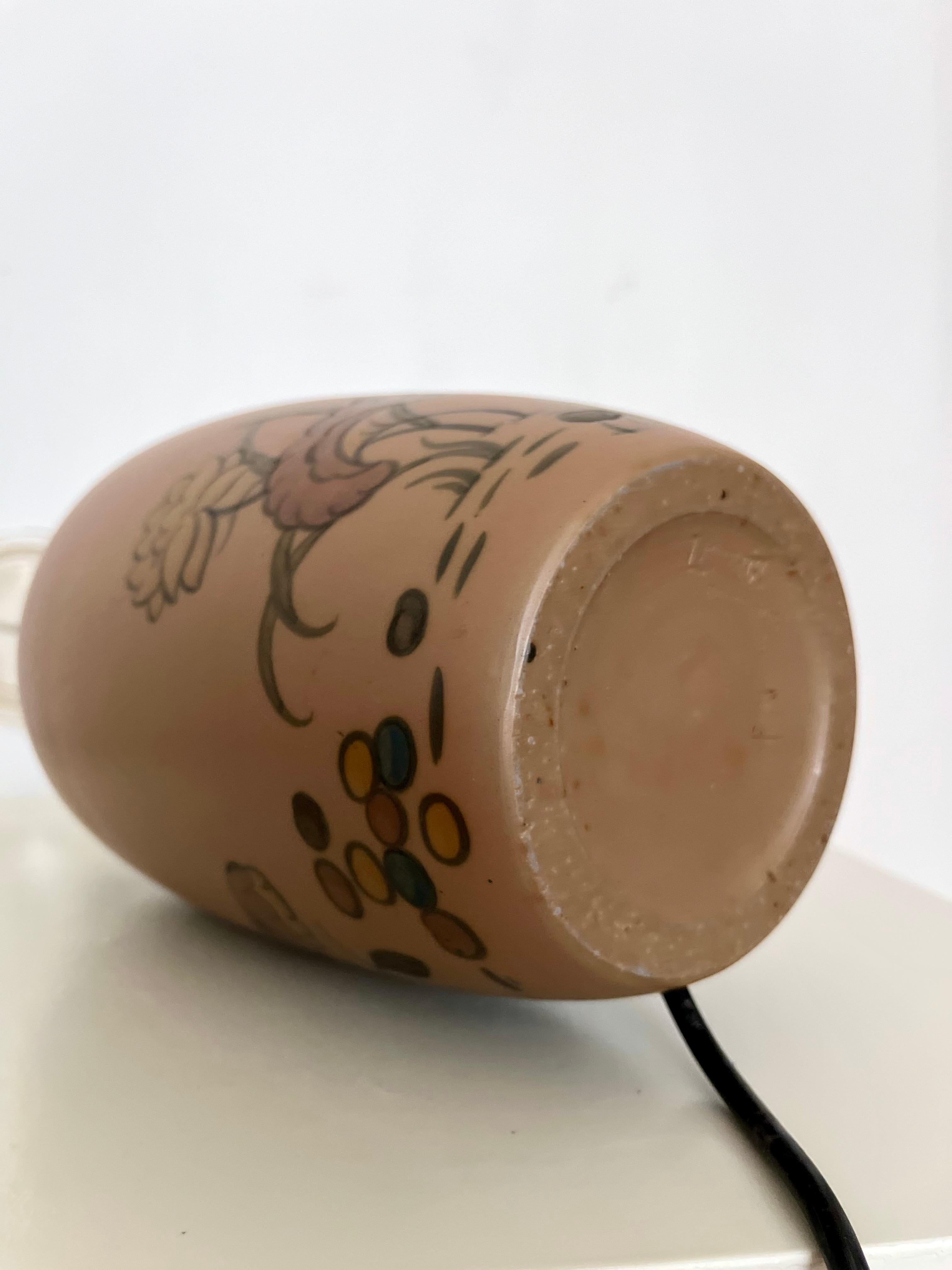 Lampe de table en céramique Art Nouveau décorée à la main par L. Hjorth, Danemark, années 1930 en vente 9