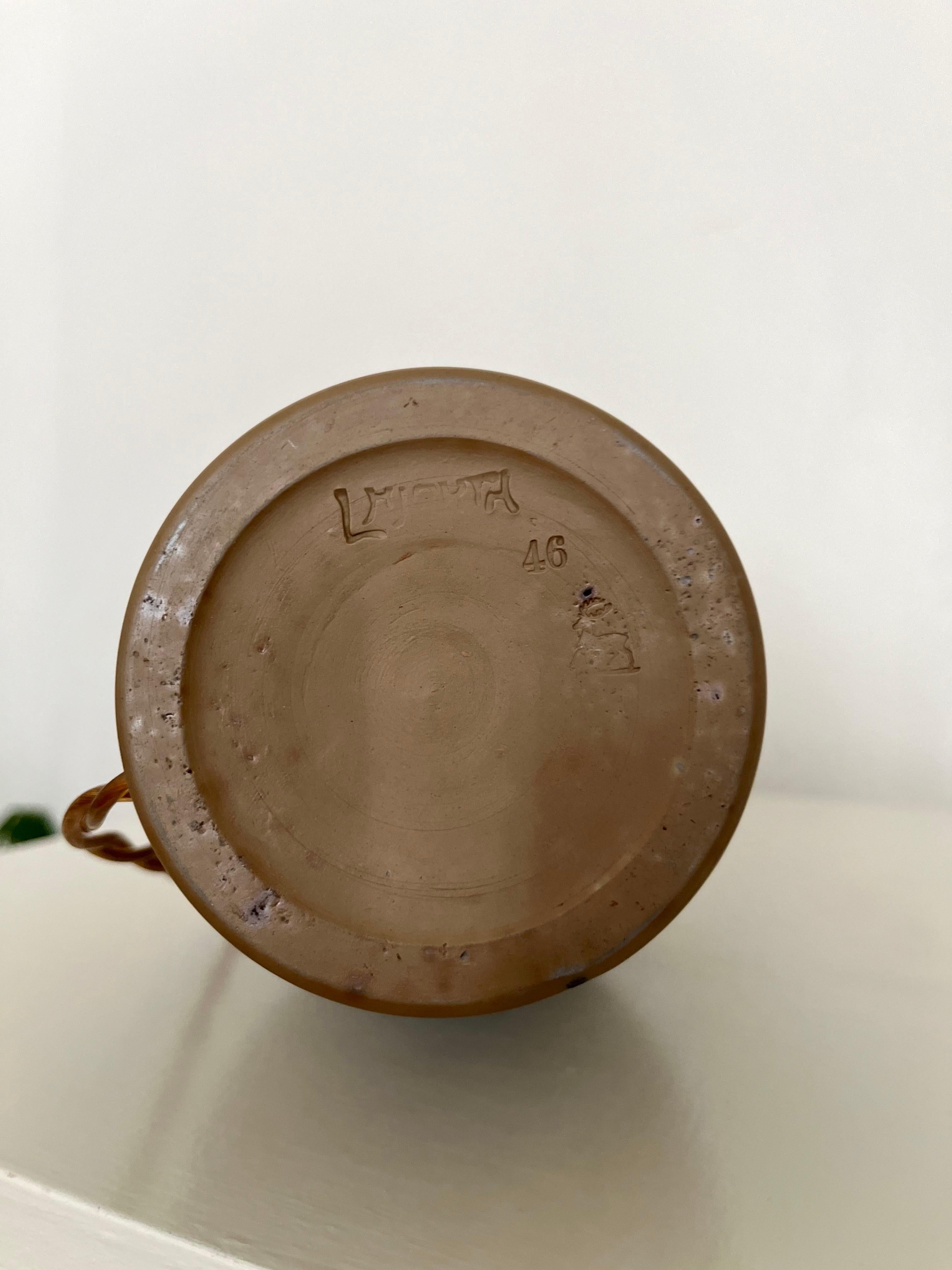 Art Nouveau Ceramic Table Lamp Hand Decorated by L. Hjorth, Denmark, 1930s For Sale 12