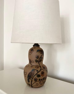 Lampada da tavolo in ceramica Art Decor decorata a mano da L. Hjorth, Danimarca, 1930