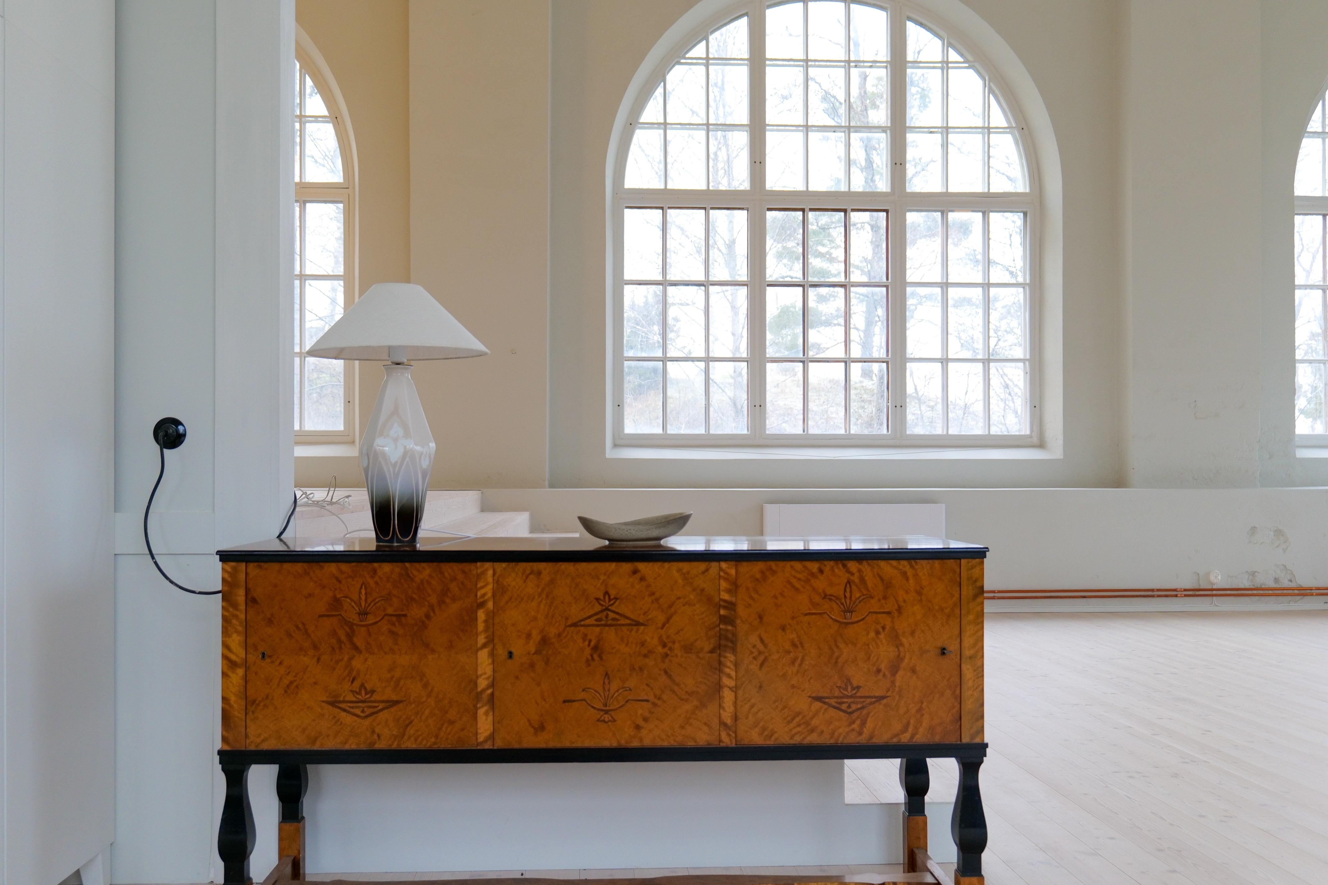 Art Nouveau Ceramic Table Lamp Rörstrand Sweden, 1900 Sueco en venta