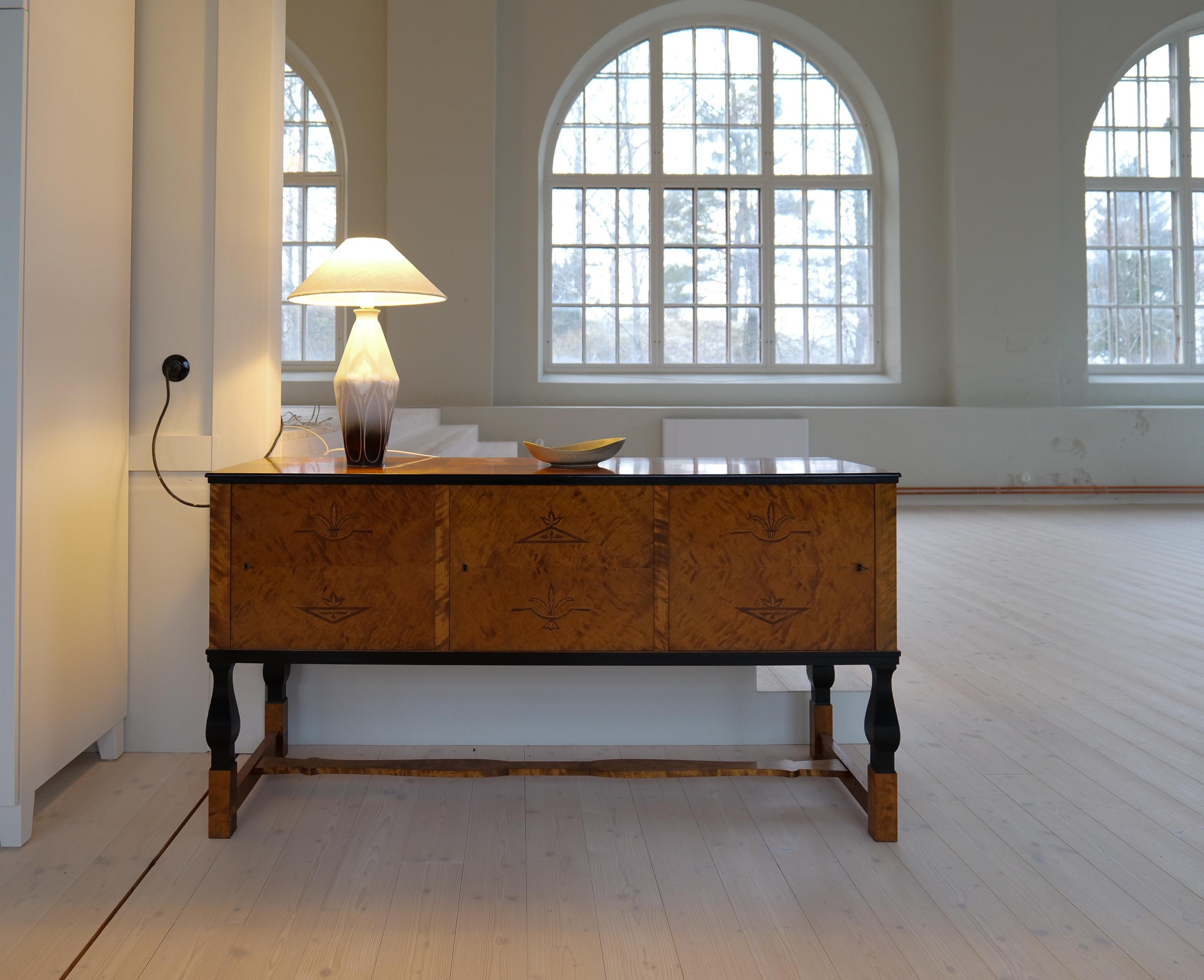 Art Nouveau Ceramic Table Lamp Rörstrand Sweden, 1900 Cerámico en venta