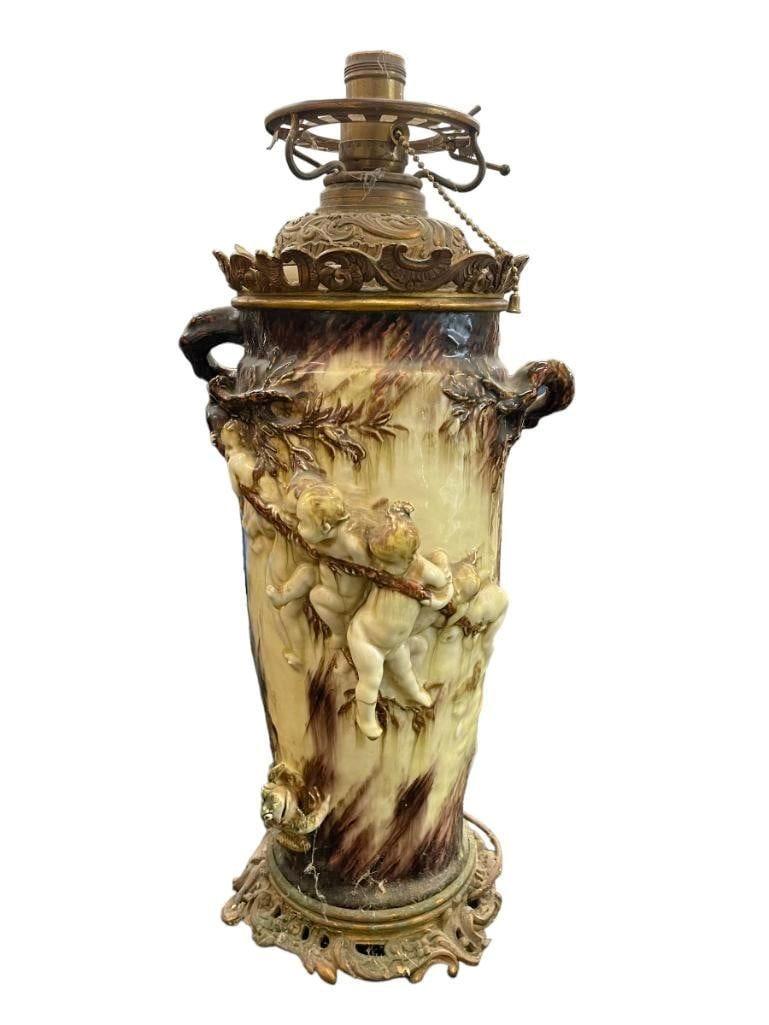 Jugendstil-Tischlampen aus Keramik von Theodore Deck und Gustave Cheret (Glasiert) im Angebot