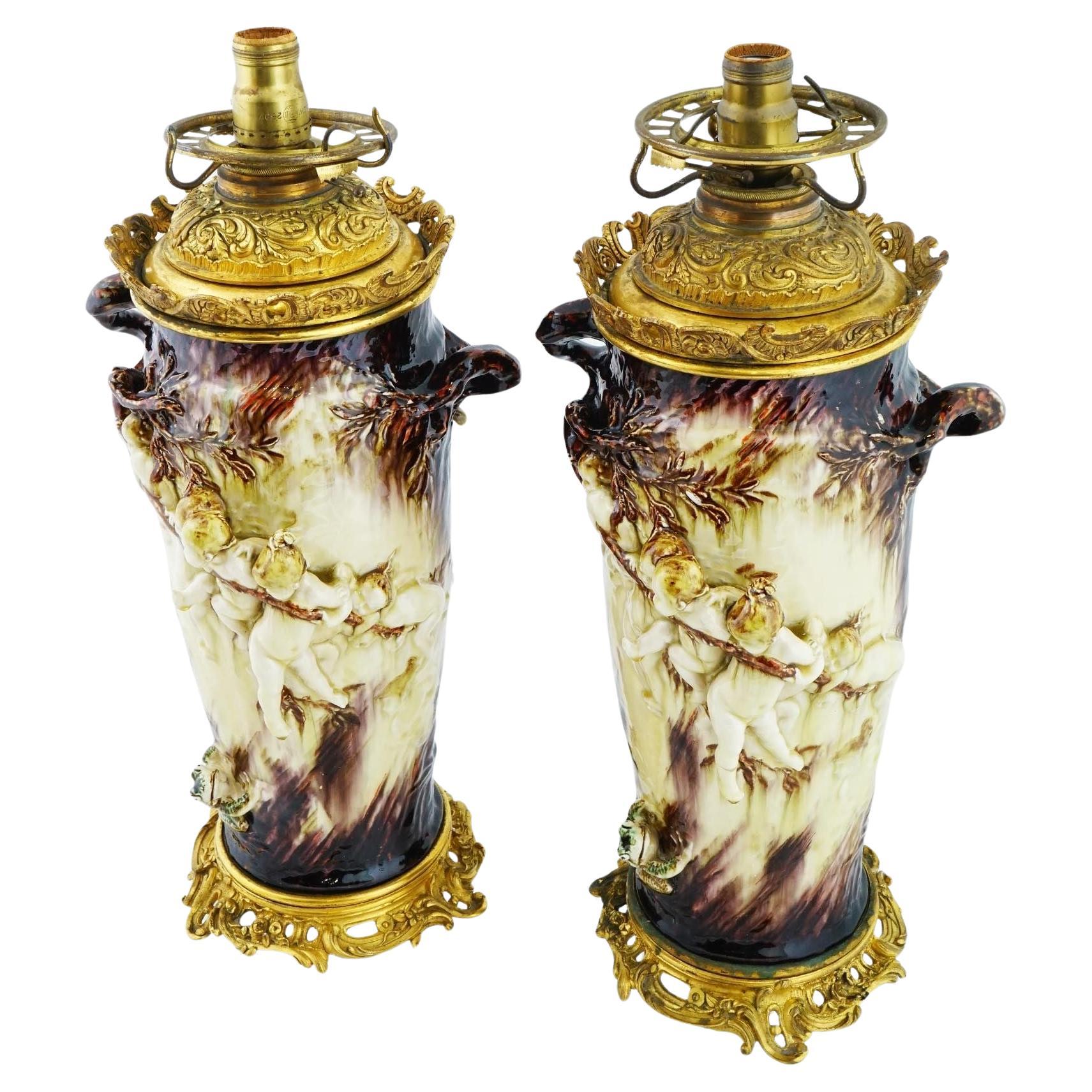 Art Nouveau Ceramic Table Lamps by Theodore Deck and Gustave Cheret