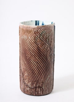 Art Nouveau Ceramic "Trunk" Umbrella Stand, Italy 1920's