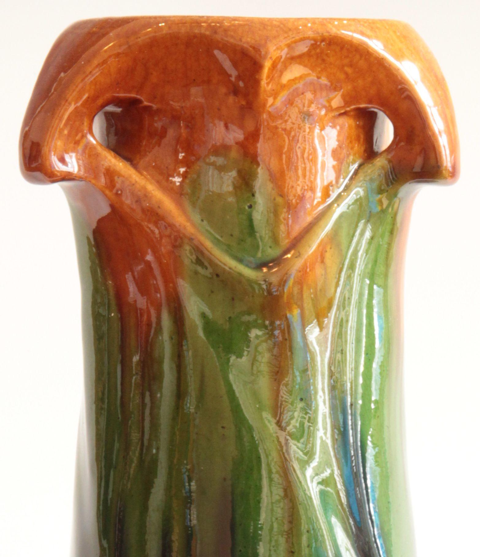 Glazed Art Nouveau Ceramic Vase by Henry Clement van de Velde For Sale