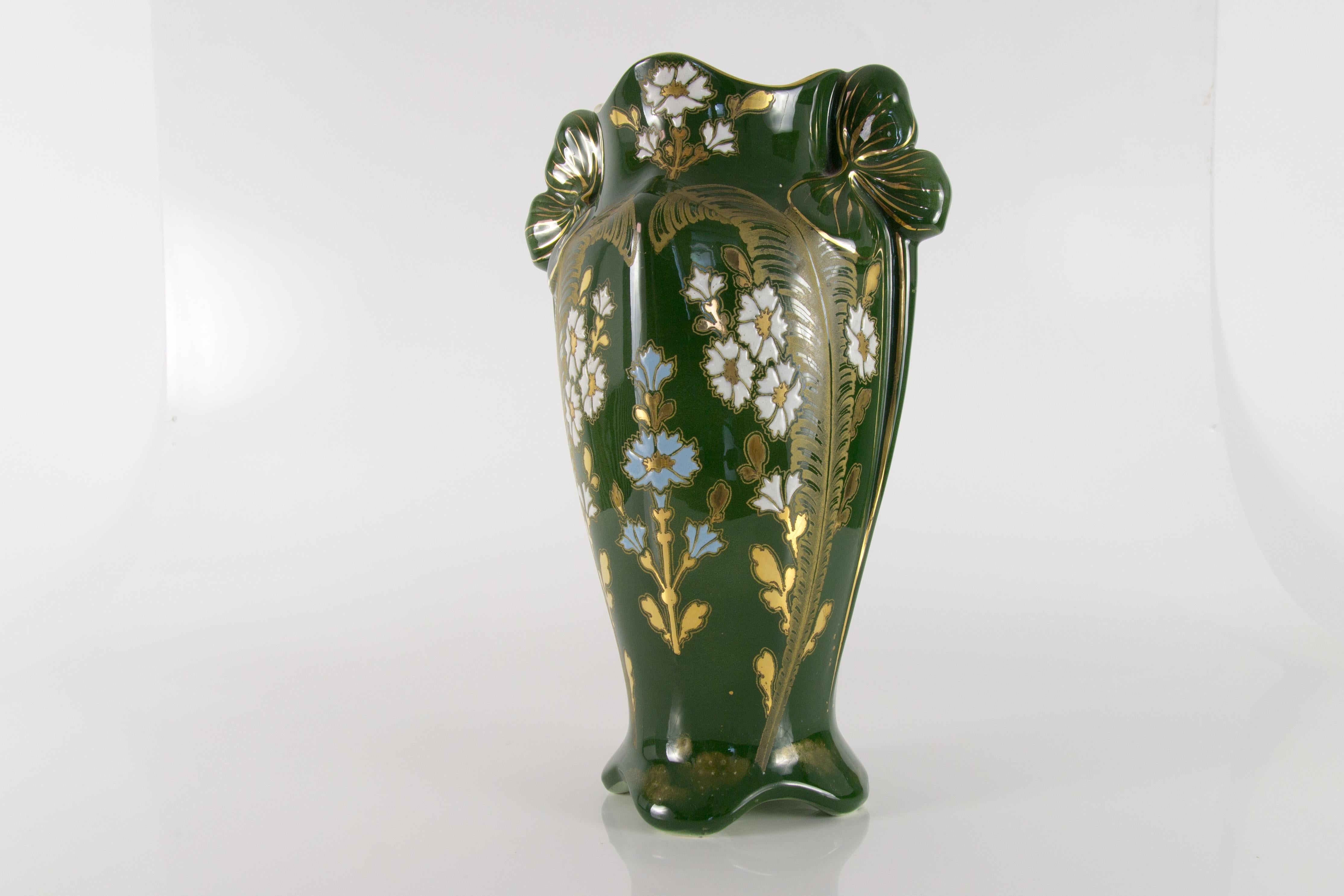 Art Nouveau Green Ceramic Vase, circa 1920 4