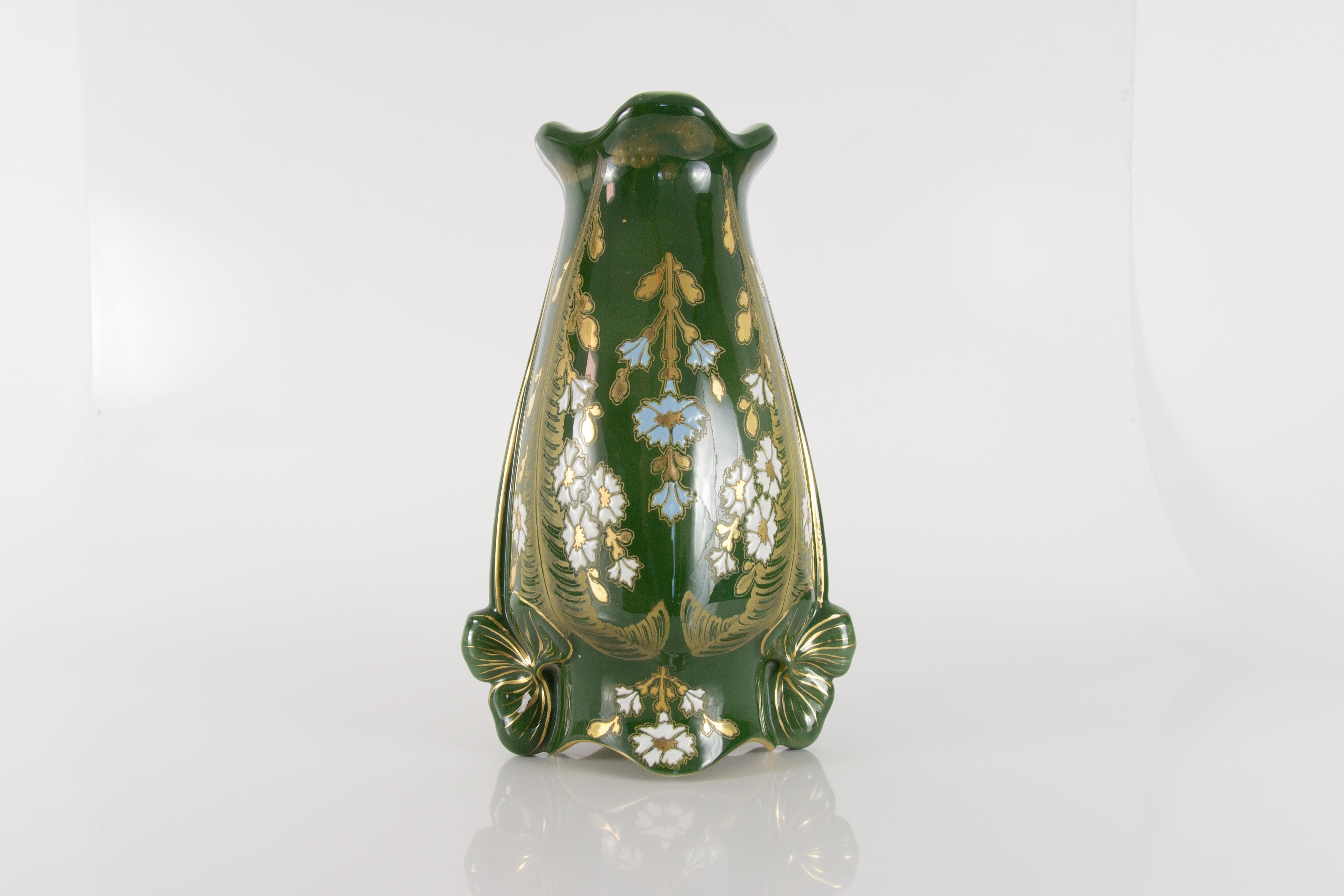 Art Nouveau Green Ceramic Vase, circa 1920 5