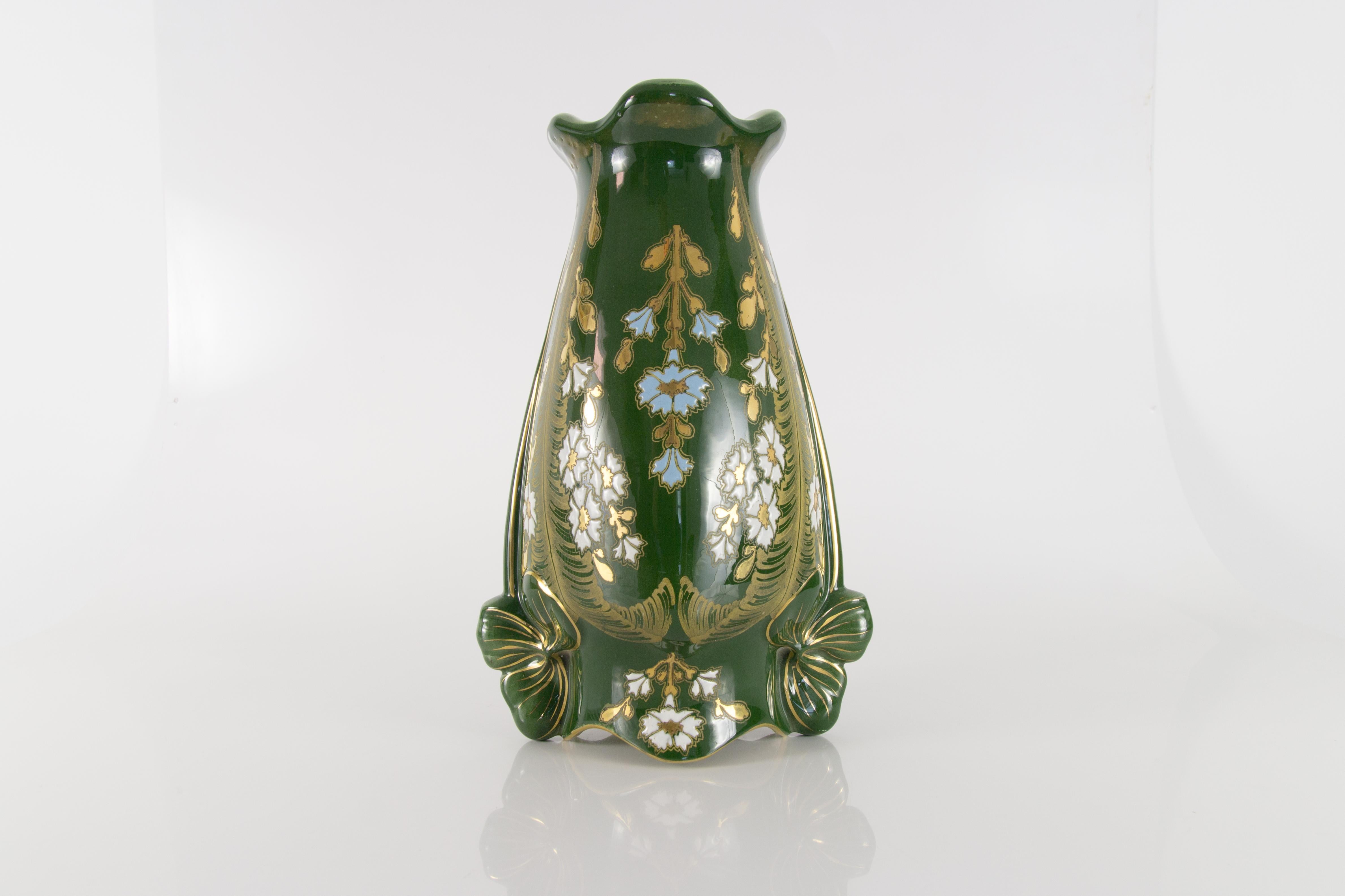 Art Nouveau Green Ceramic Vase, circa 1920 7