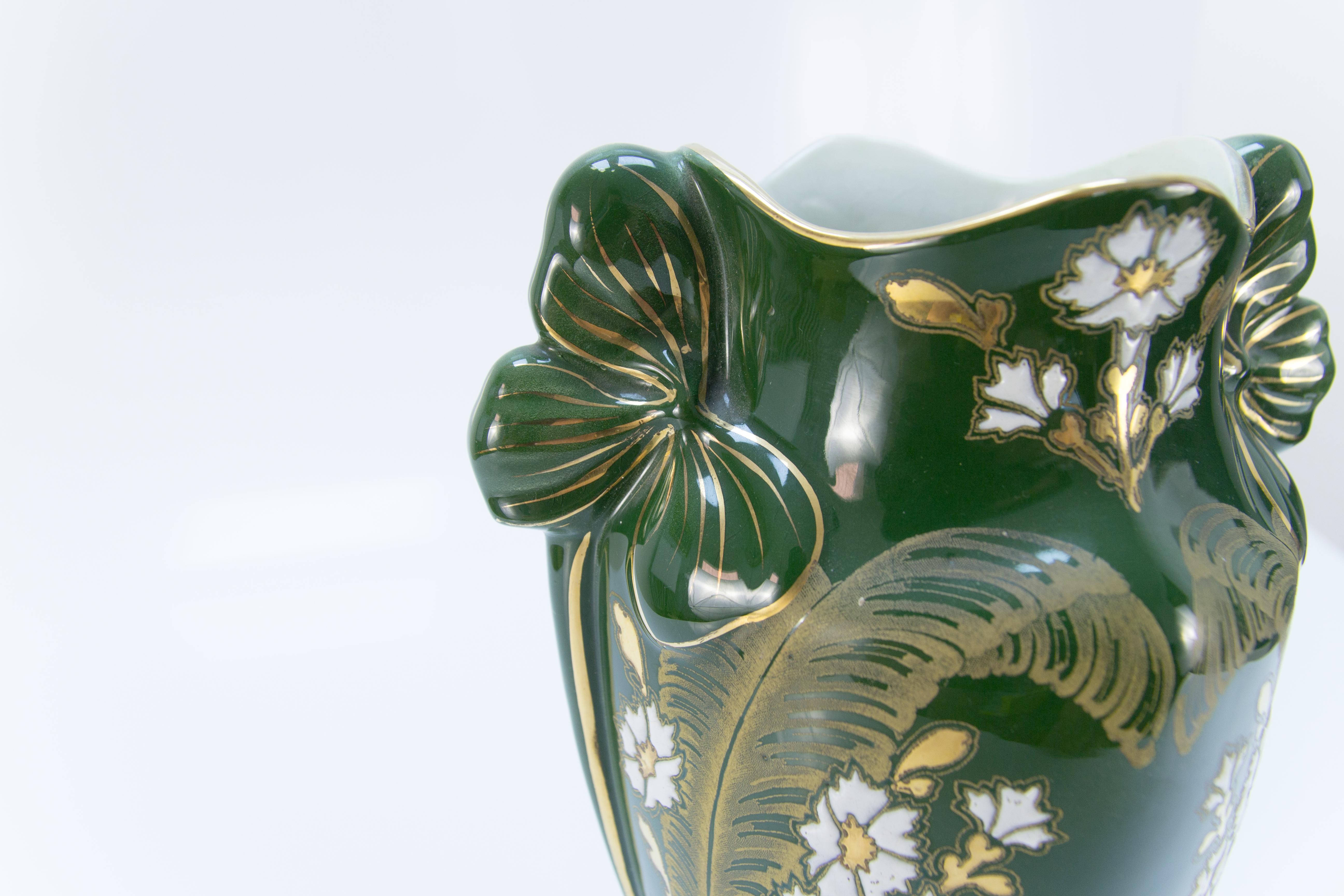 Art Nouveau Green Ceramic Vase, circa 1920 10