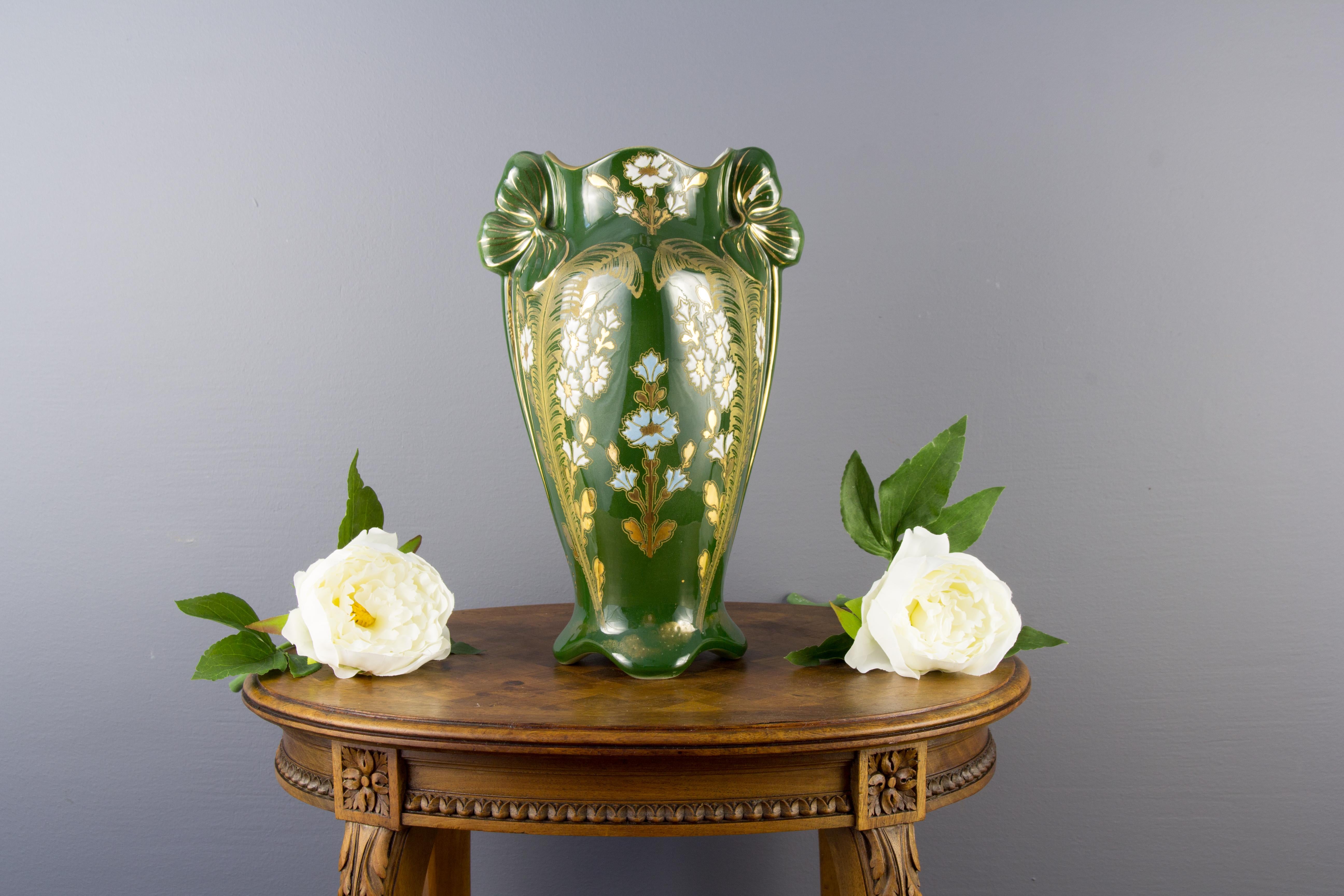 Art Nouveau Green Ceramic Vase, circa 1920 13