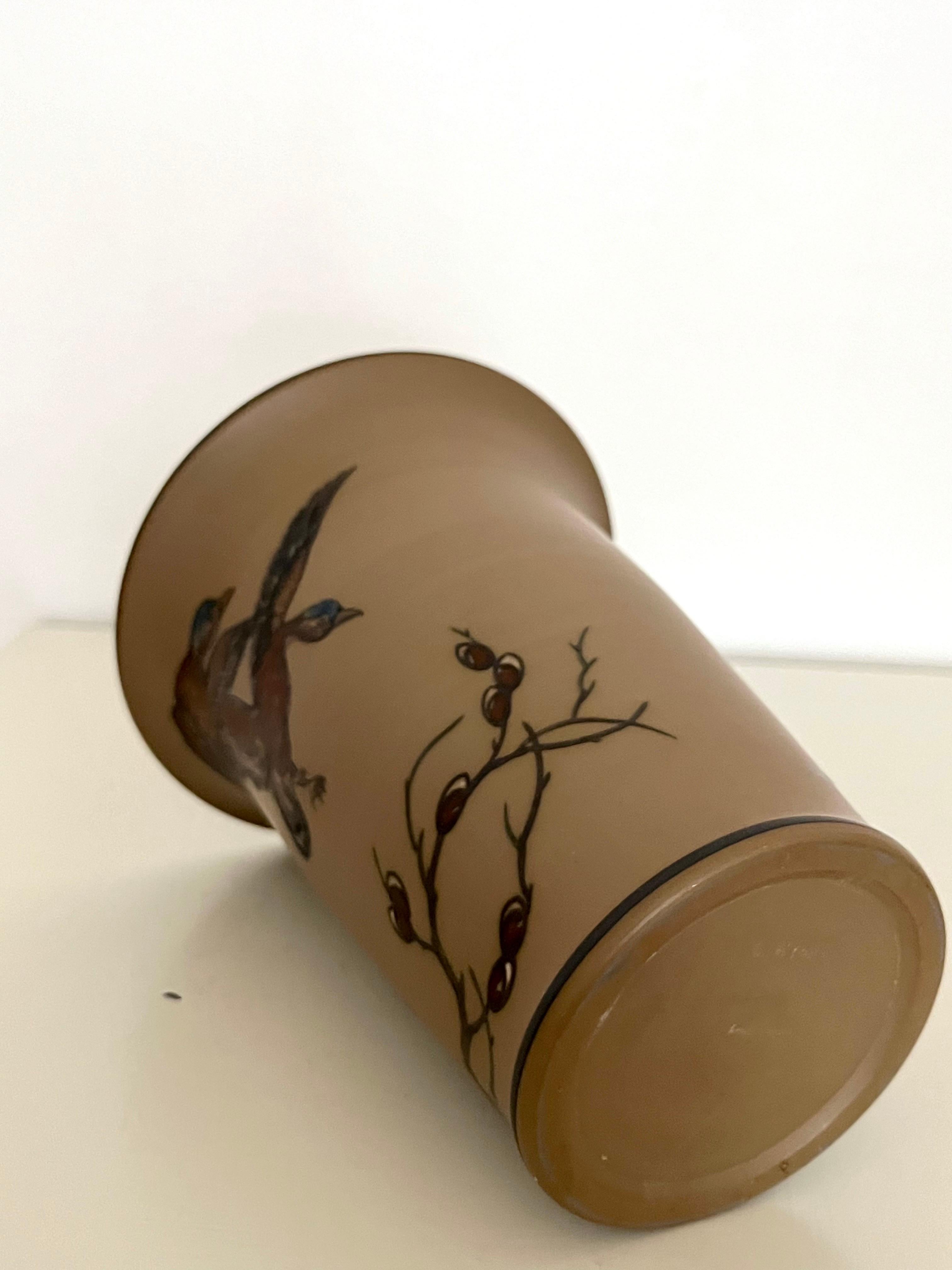Art Nouveau Ceramic Vase Hand-Decorated by L. Hjorth, Denmark, 1930s For Sale 9