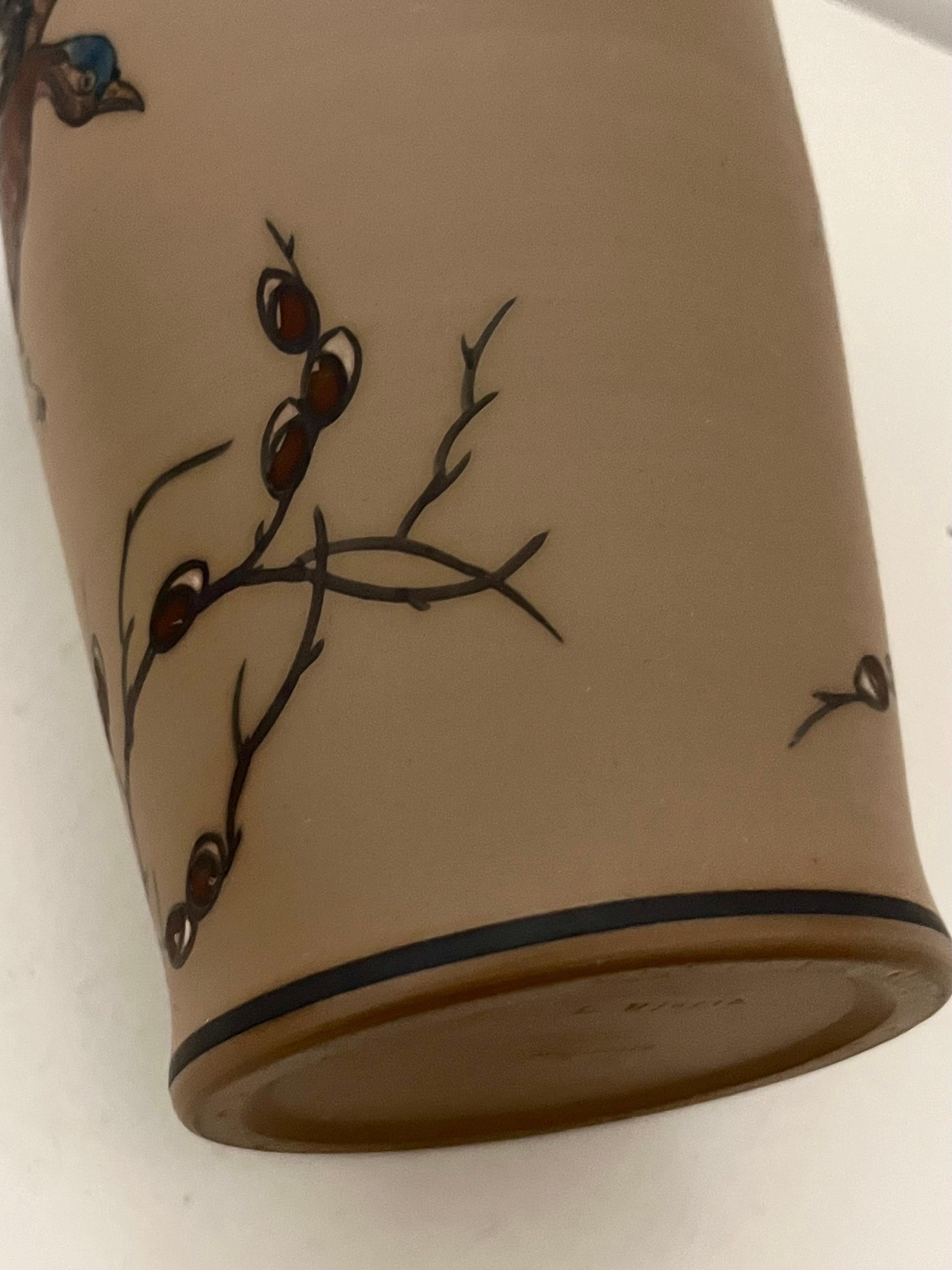 Art Nouveau Ceramic Vase Hand-Decorated by L. Hjorth, Denmark, 1930s For Sale 11