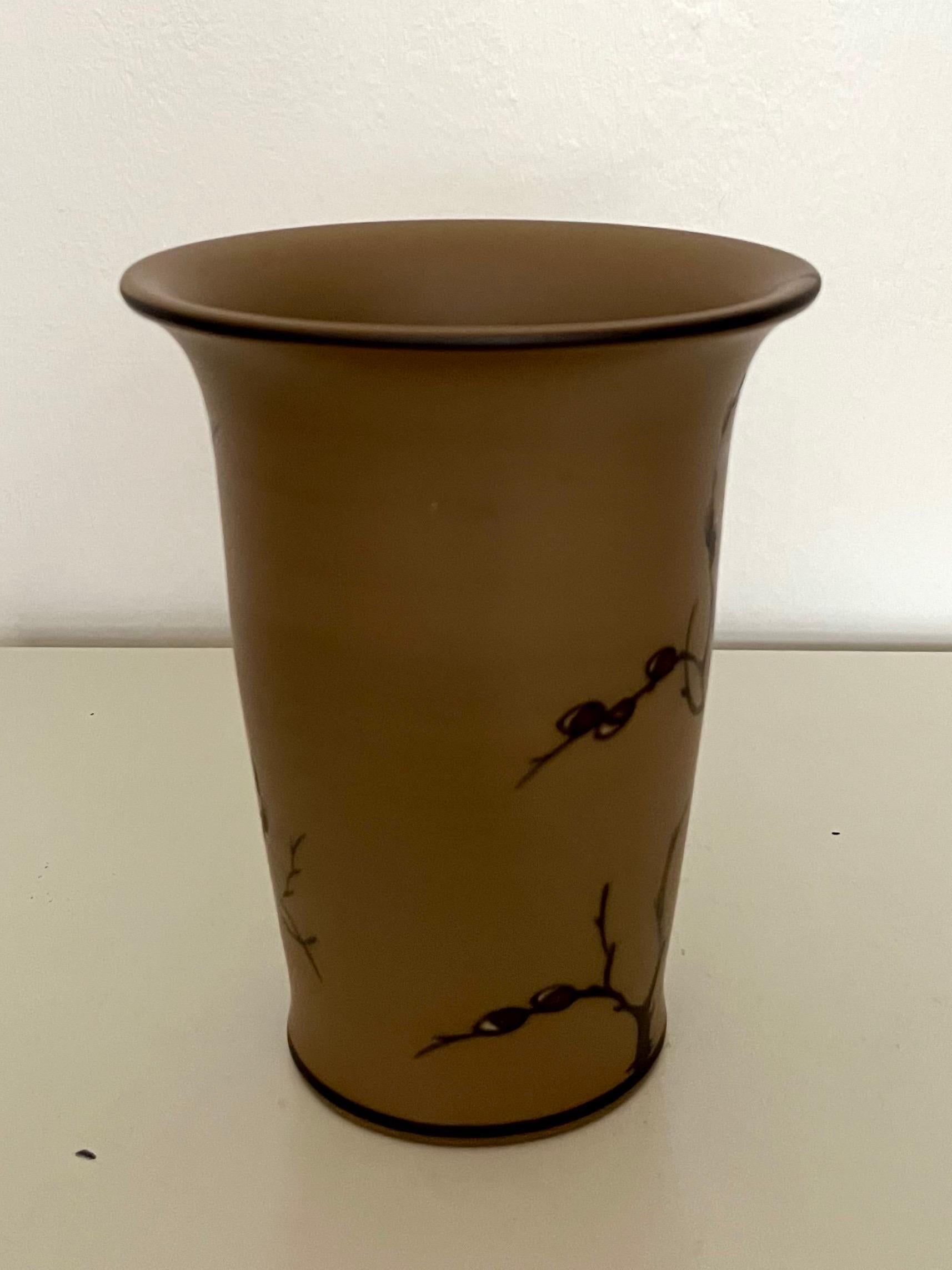 Art Nouveau Ceramic Vase Hand-Decorated by L. Hjorth, Denmark, 1930s In Good Condition For Sale In Frederiksberg C, DK