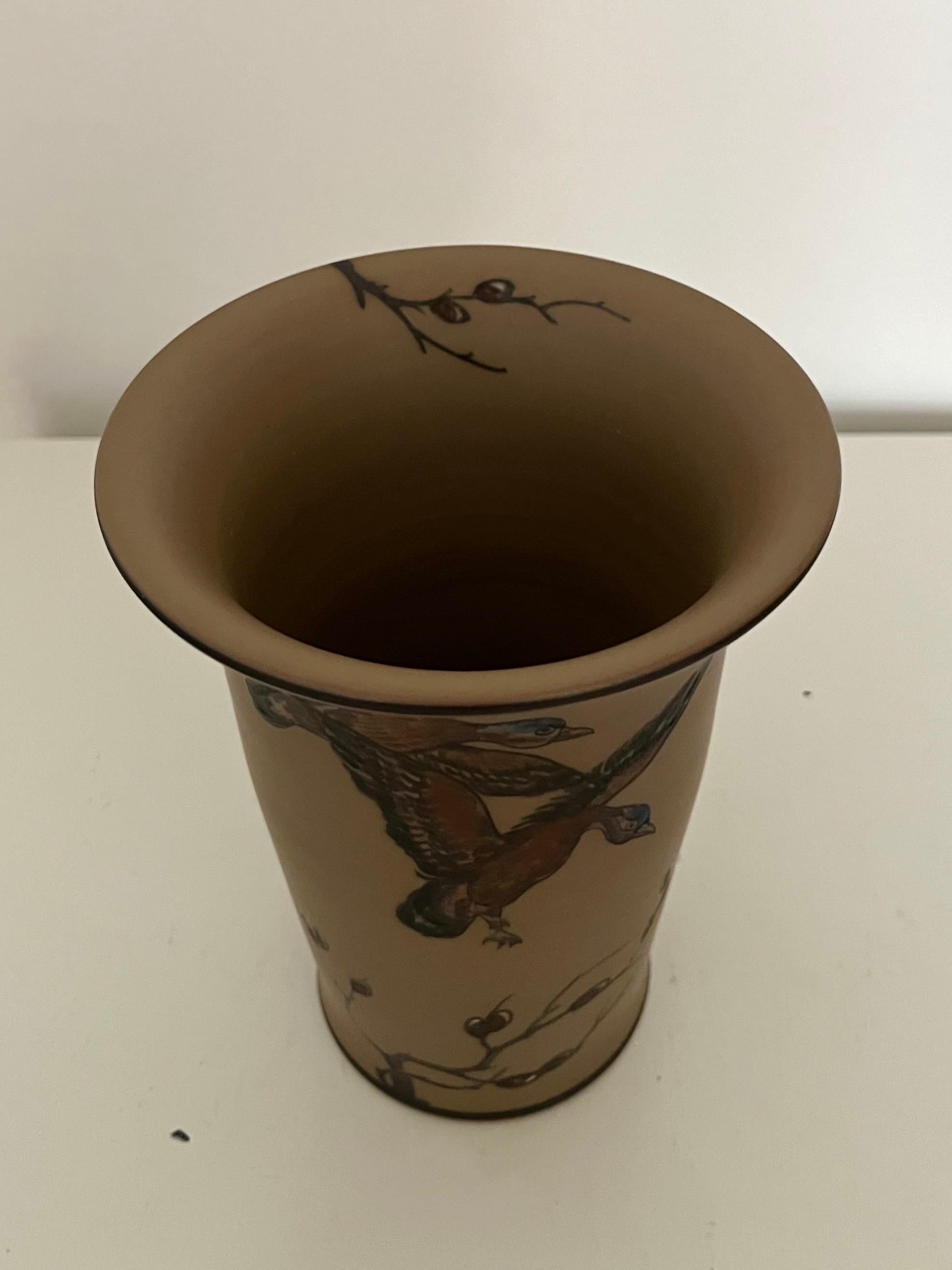 Art Nouveau Ceramic Vase Hand-Decorated by L. Hjorth, Denmark, 1930s For Sale 2