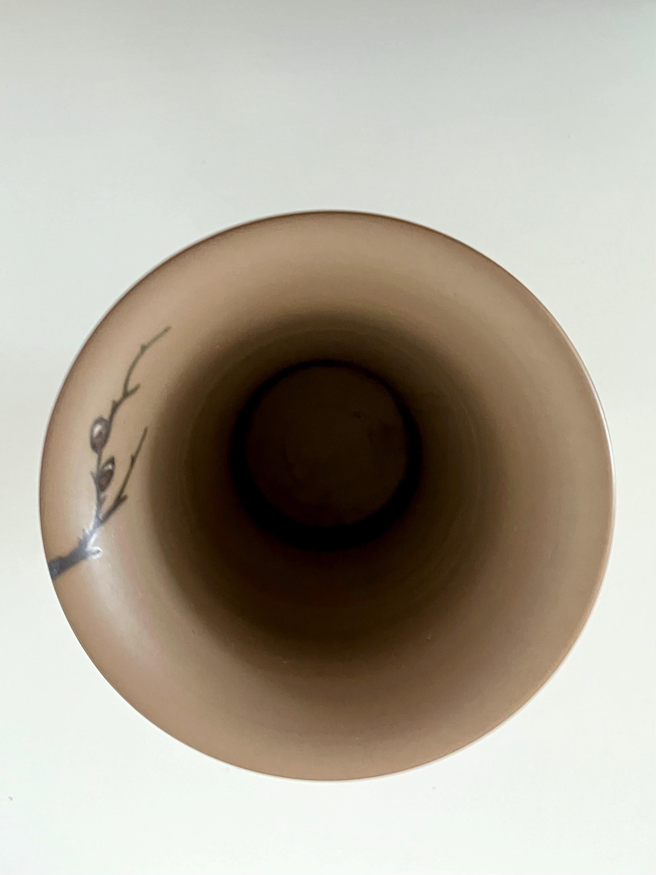 Art Nouveau Ceramic Vase Hand-Decorated by L. Hjorth, Denmark, 1930s For Sale 3