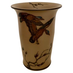 Art Nouveau Ceramic Vase Hand-Decorated by L. Hjorth, Denmark, 1930s