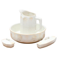 Art Nouveau Ceramic Wash Bowl and Pitcher Set, 1900s