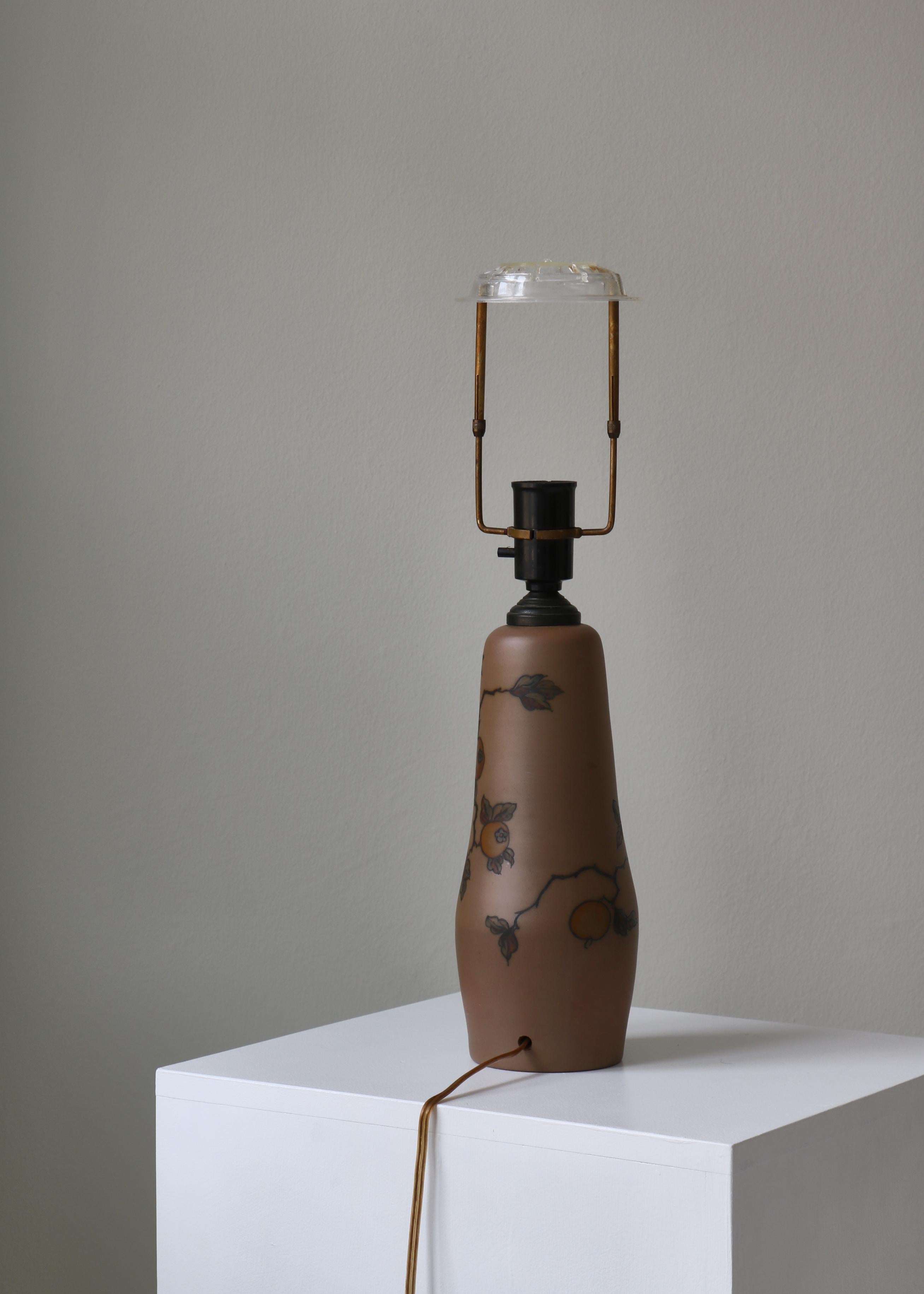 Jugendstil-Tischlampe aus Keramik, handdekoriert bei L. Hjort, Dänemark, 1930er Jahre im Angebot 5