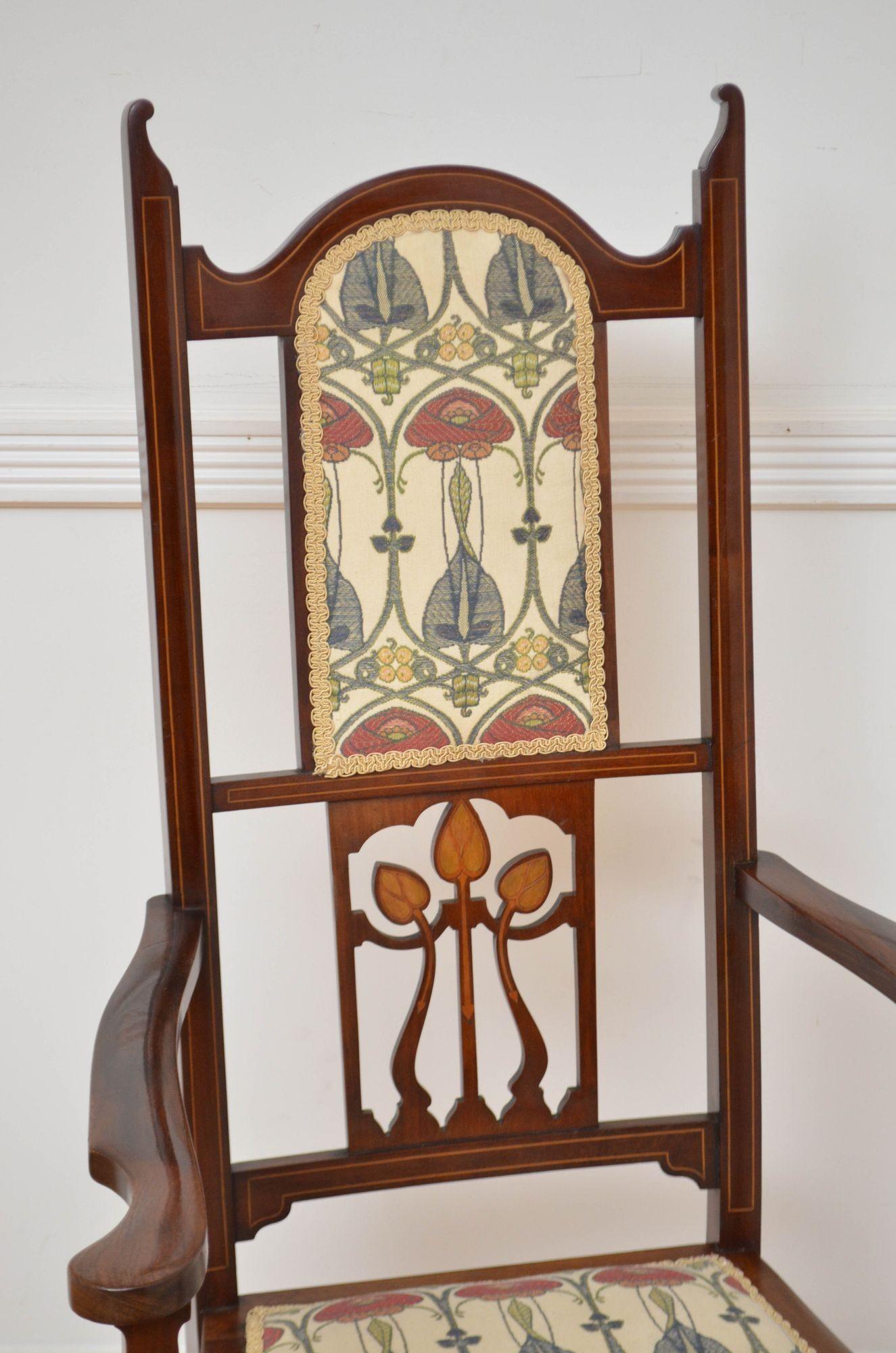 Sedia Art Nouveau in mogano in vendita 2