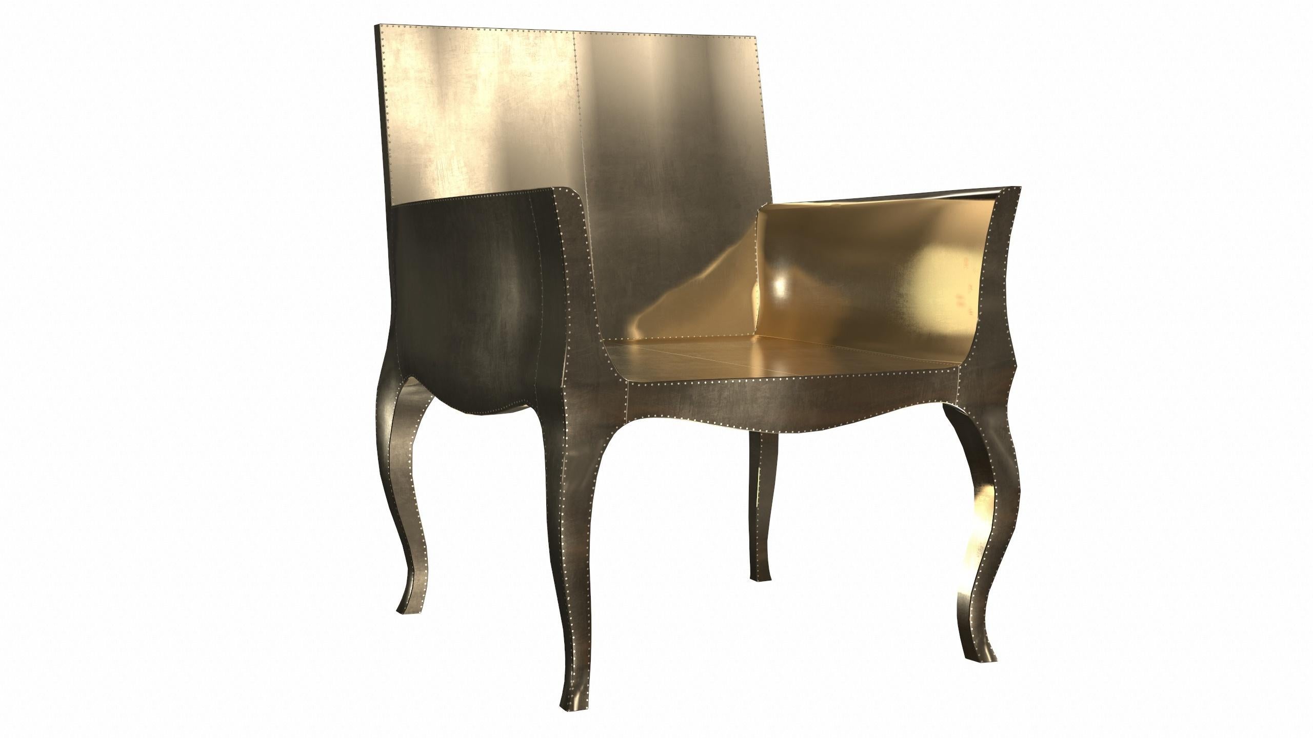 Hand-Carved Art Nouveau Chairs in Smooth Brass by Paul Mathieu for S. Odegard For Sale
