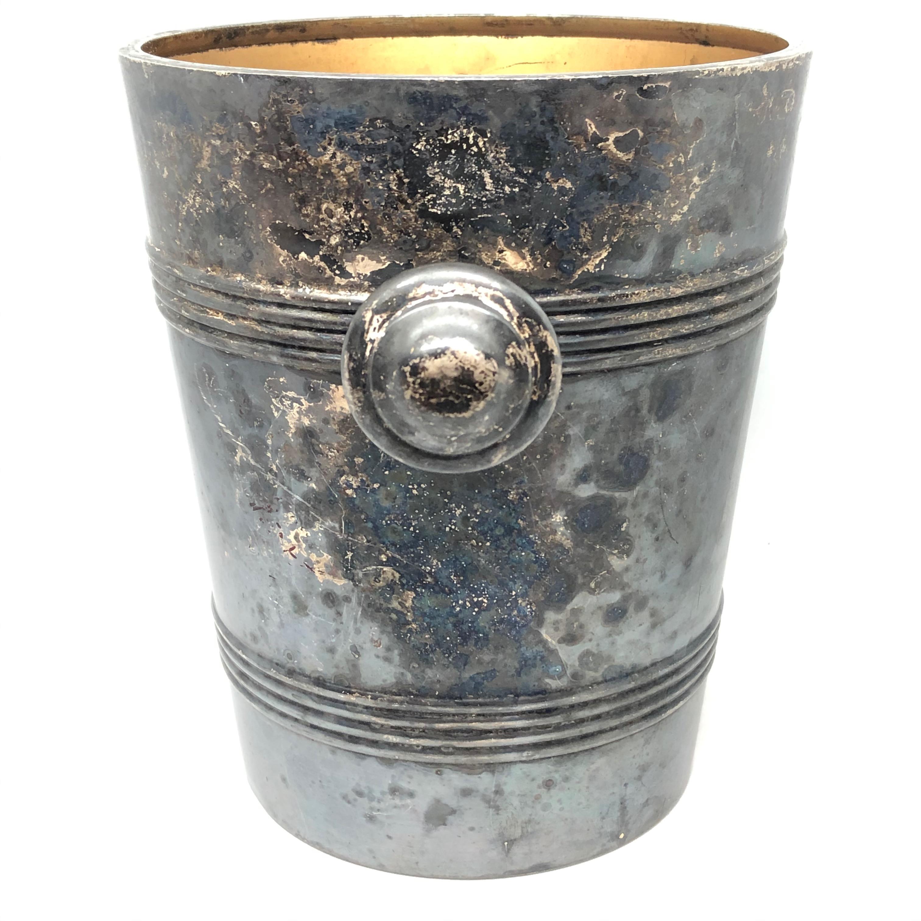 Art Nouveau Champagne Cooler Ice Bucket Silver Plated August Wellner, Germany In Good Condition In Nuernberg, DE