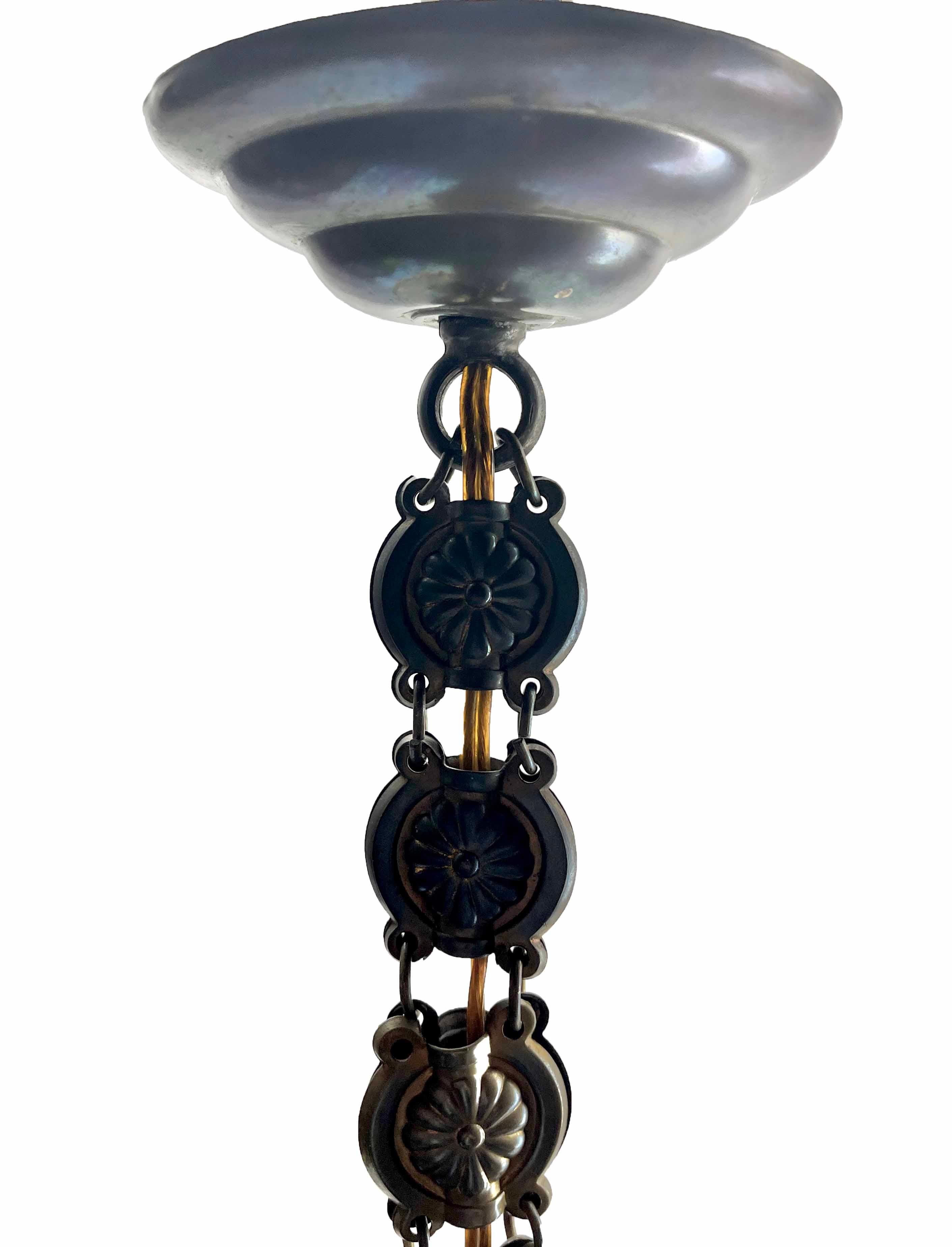 Early 20th Century Art Nouveau Chandelier Attributed to Luneville France, 1900s For Sale