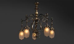 Lampadario Art Nouveau, Belgio, 1900 circa