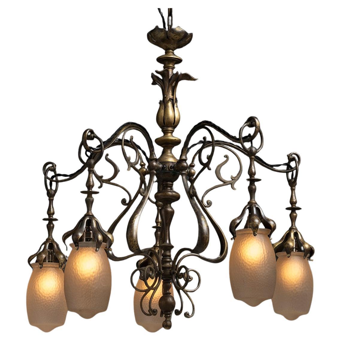 Art Nouveau Chandelier, Belgium circa 1900