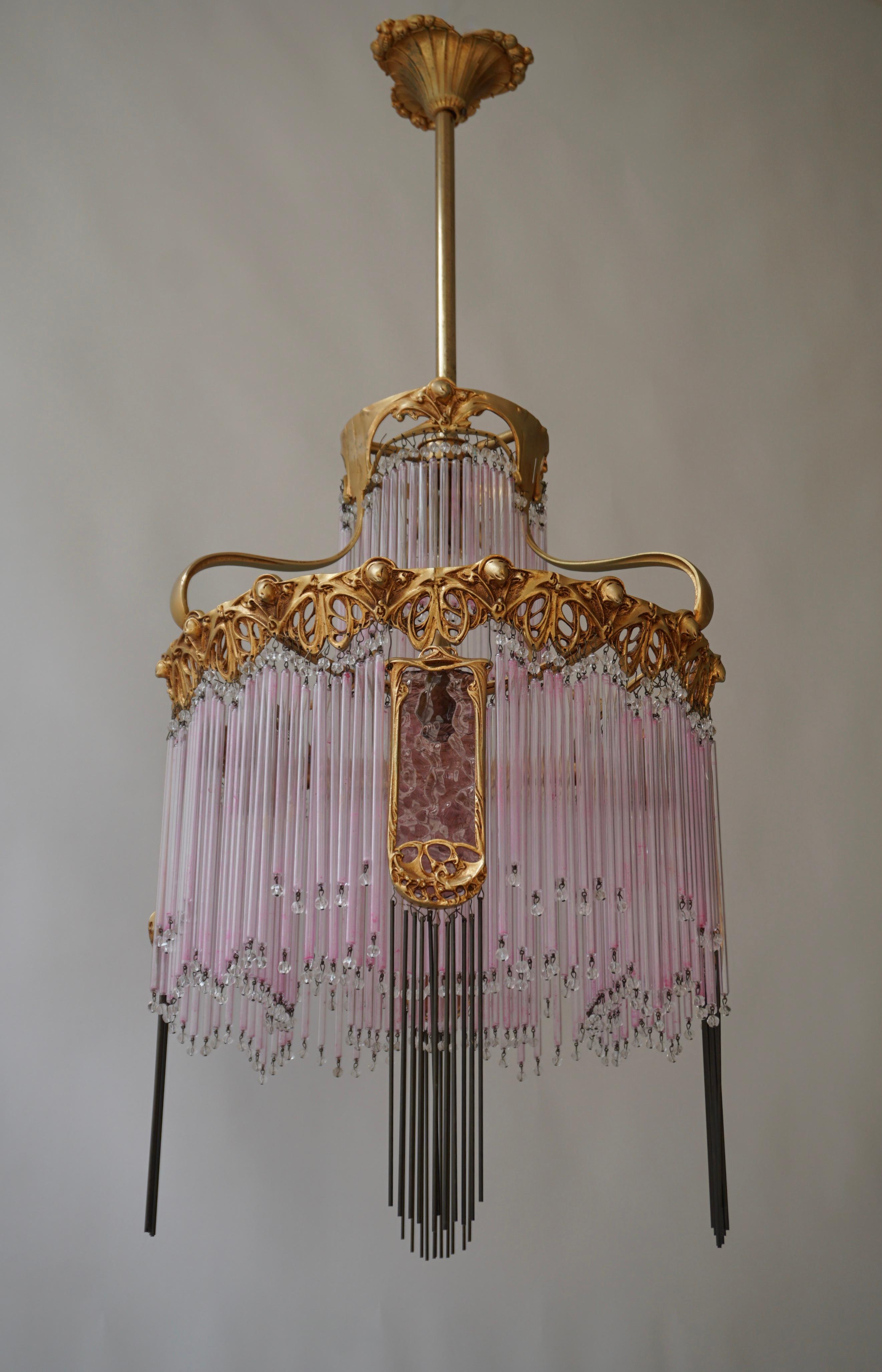 Art Nouveau Chandelier by Hector Guimard, France Paris 1900-1970 In Good Condition For Sale In Antwerp, BE
