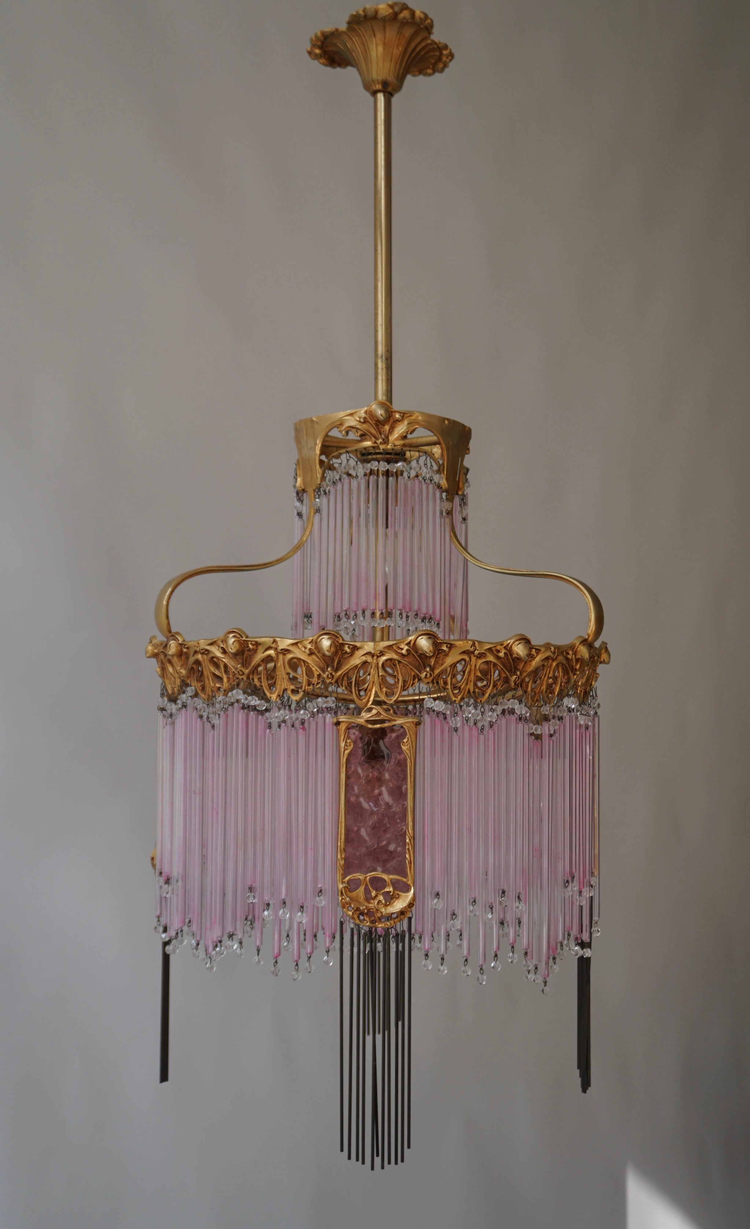 20th Century Art Nouveau Chandelier by Hector Guimard, France Paris 1900-1970 For Sale