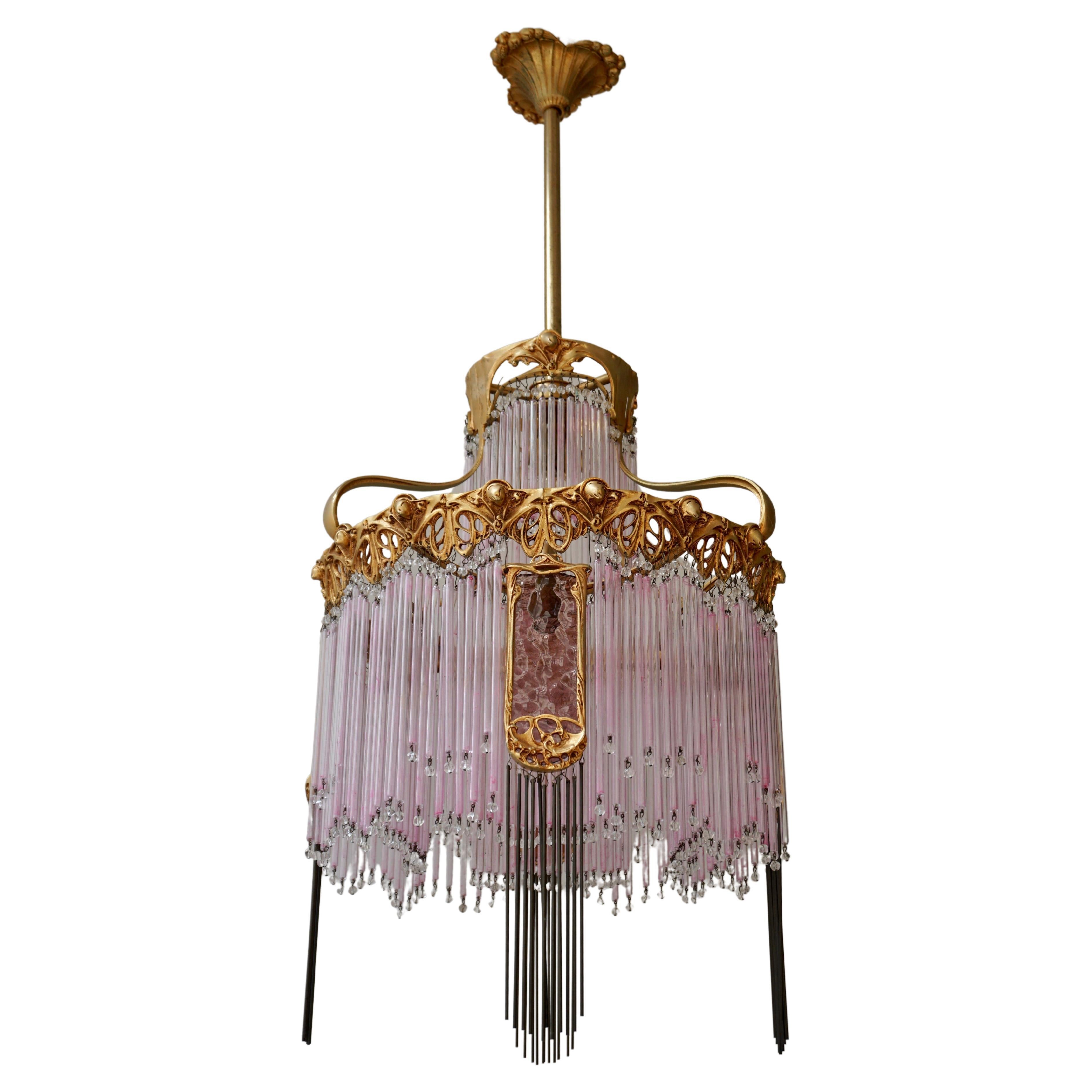 Art Nouveau Chandelier by Hector Guimard, France Paris 1900-1970 For Sale