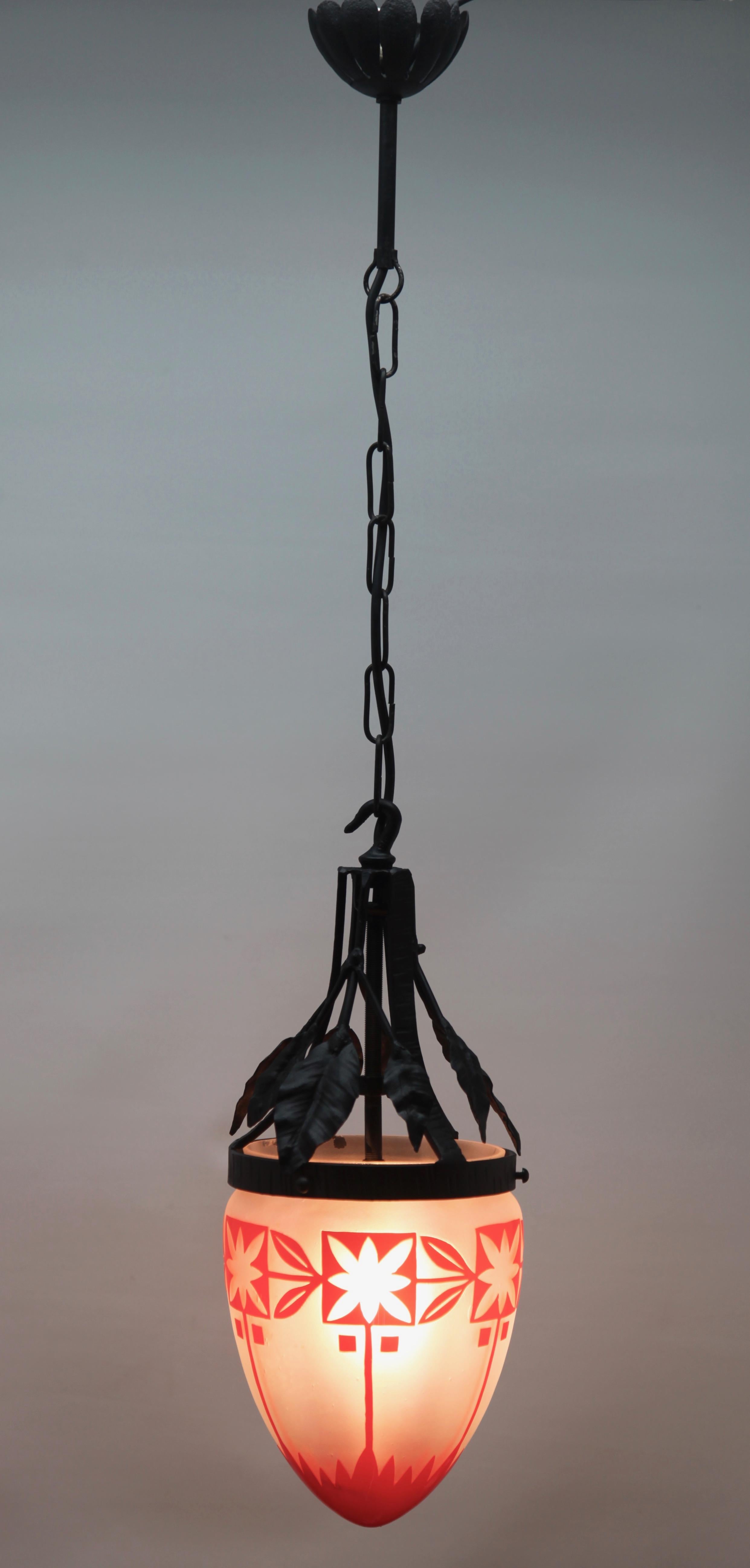 French Art Nouveau Chandelier by Luneville France, 1900s For Sale
