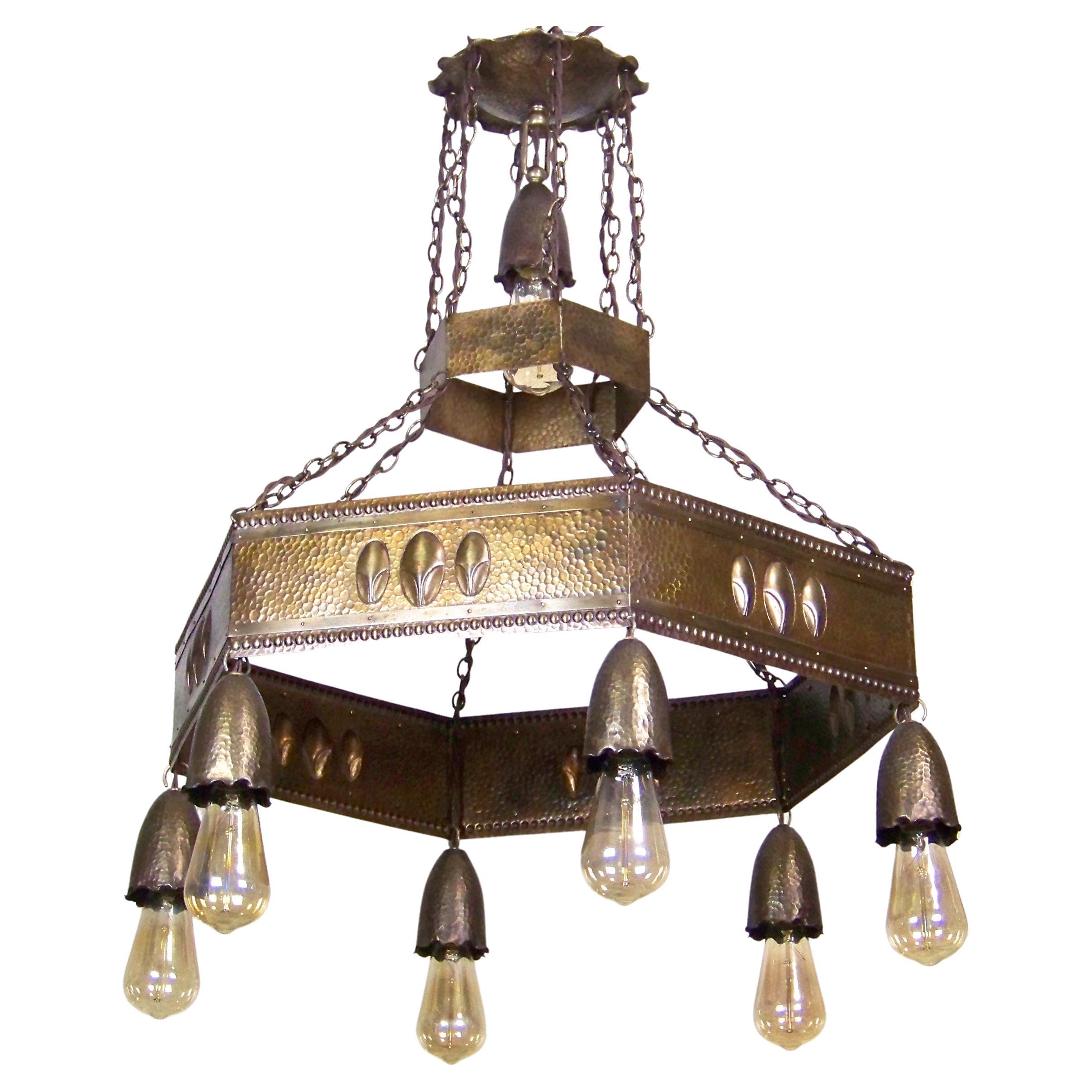 Crystal Antique Chandelier Ceiling Lustre Art Nouveau Florentiner Amber ...