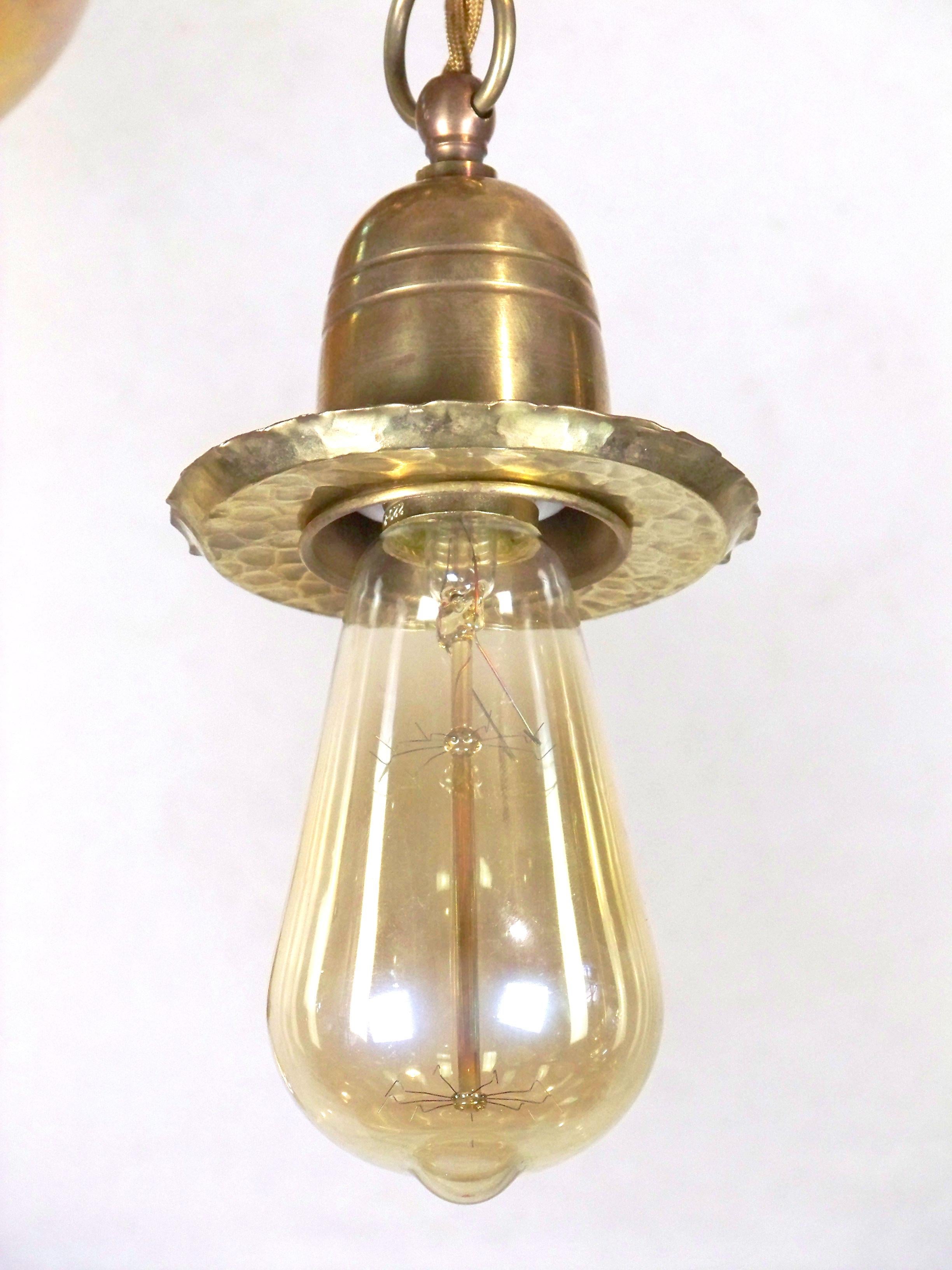 Belle Époque Art Nouveau Chandelier, Ceiling Lamp, with Iridescent Glass, Loetz For Sale