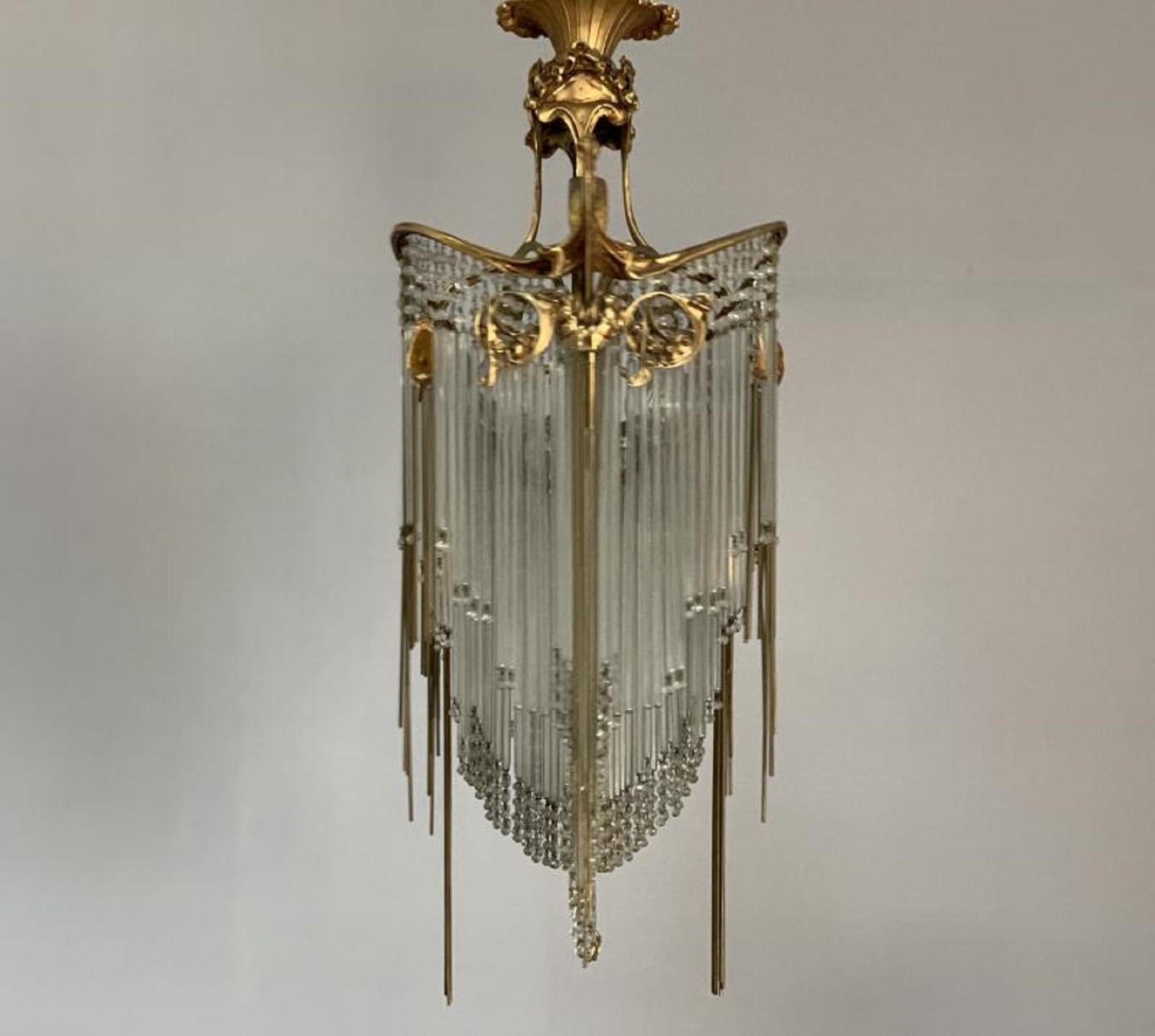 Art Nouveau chandelier in style of Hector Guimard.