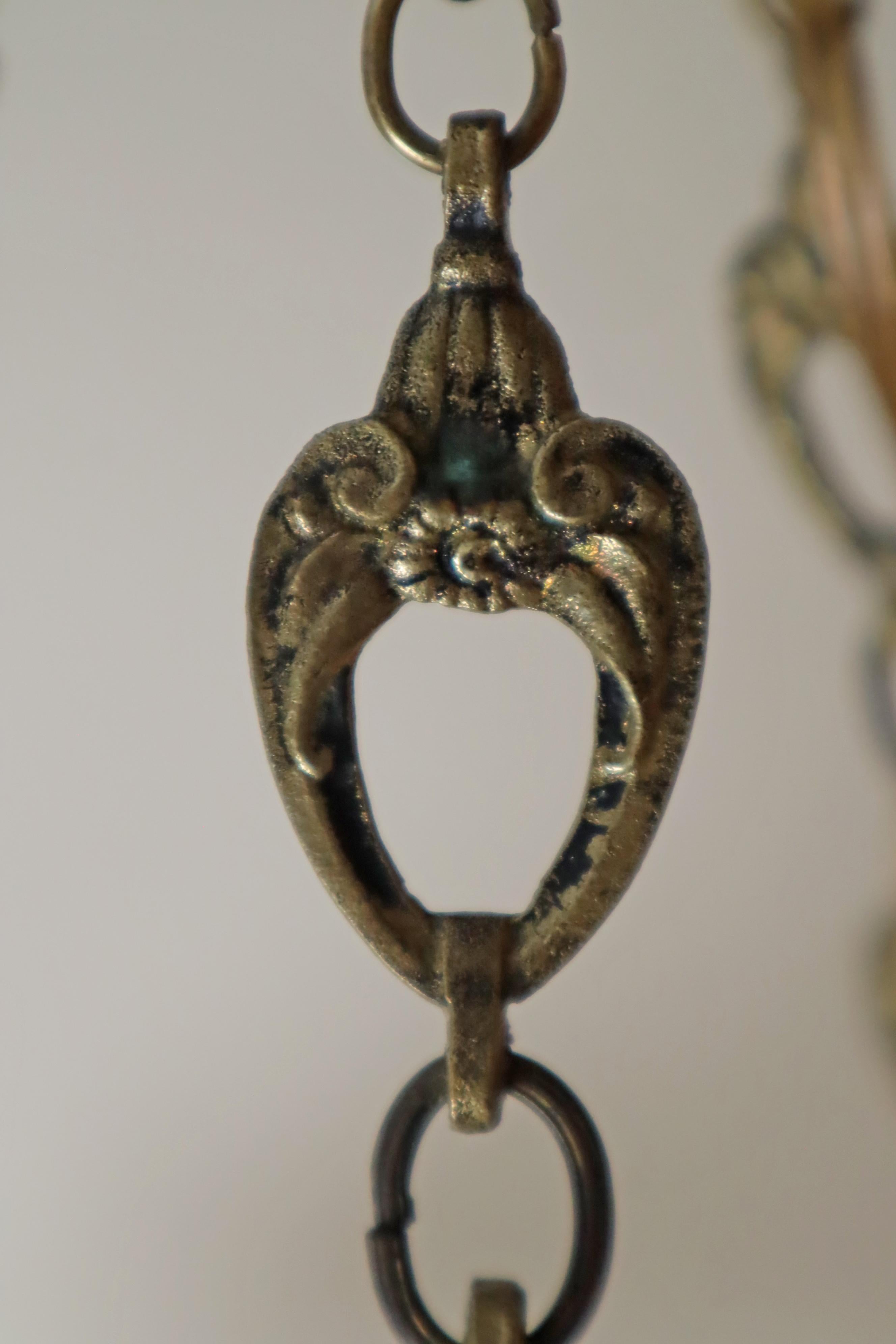 Cast Art Nouveau Chandelier Made of Amber Alabaster and Glass Flowers, France For Sale