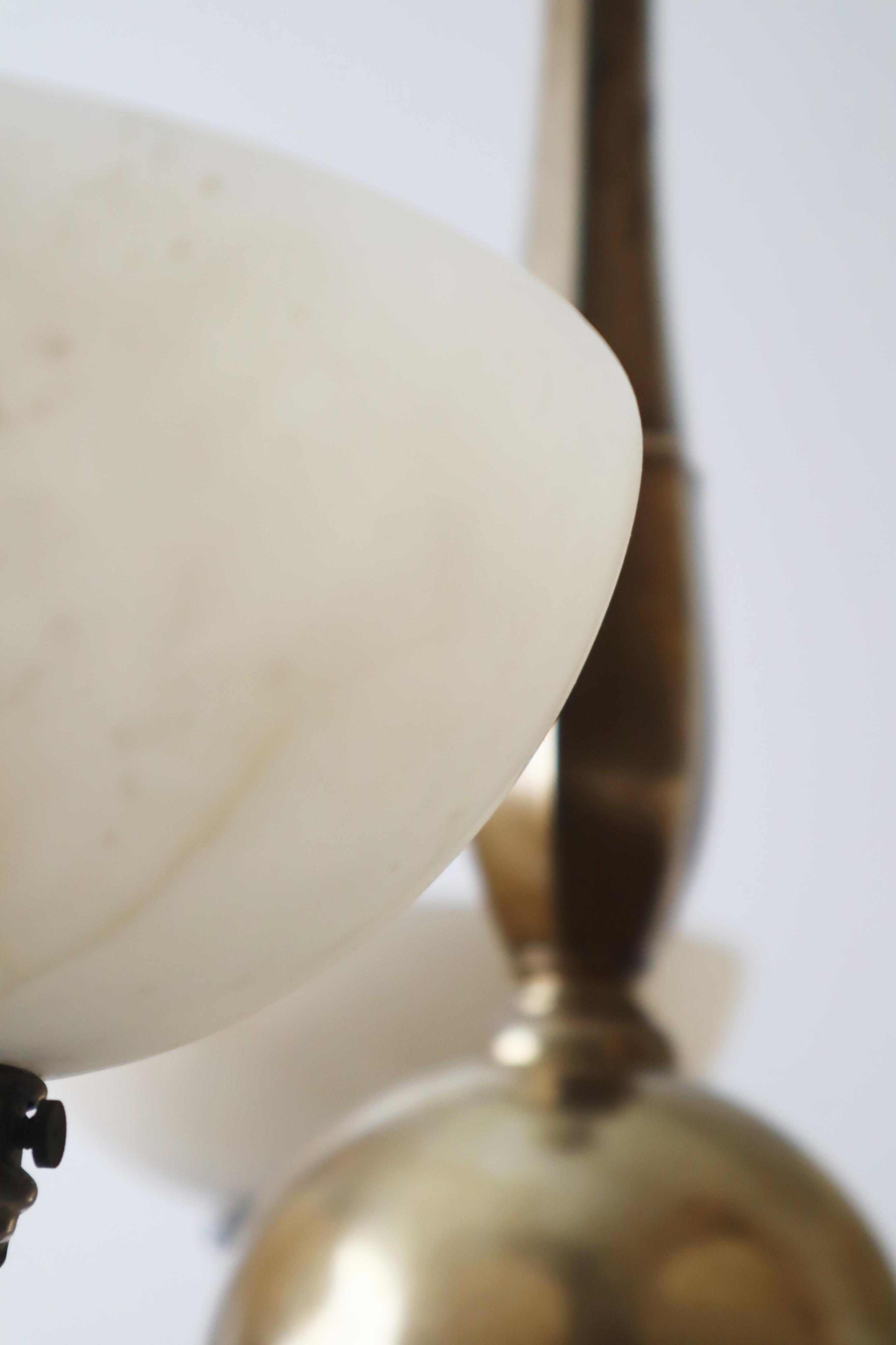 Art-Nouveau Chandelier made out of Brass and Alabaster 1920s 10