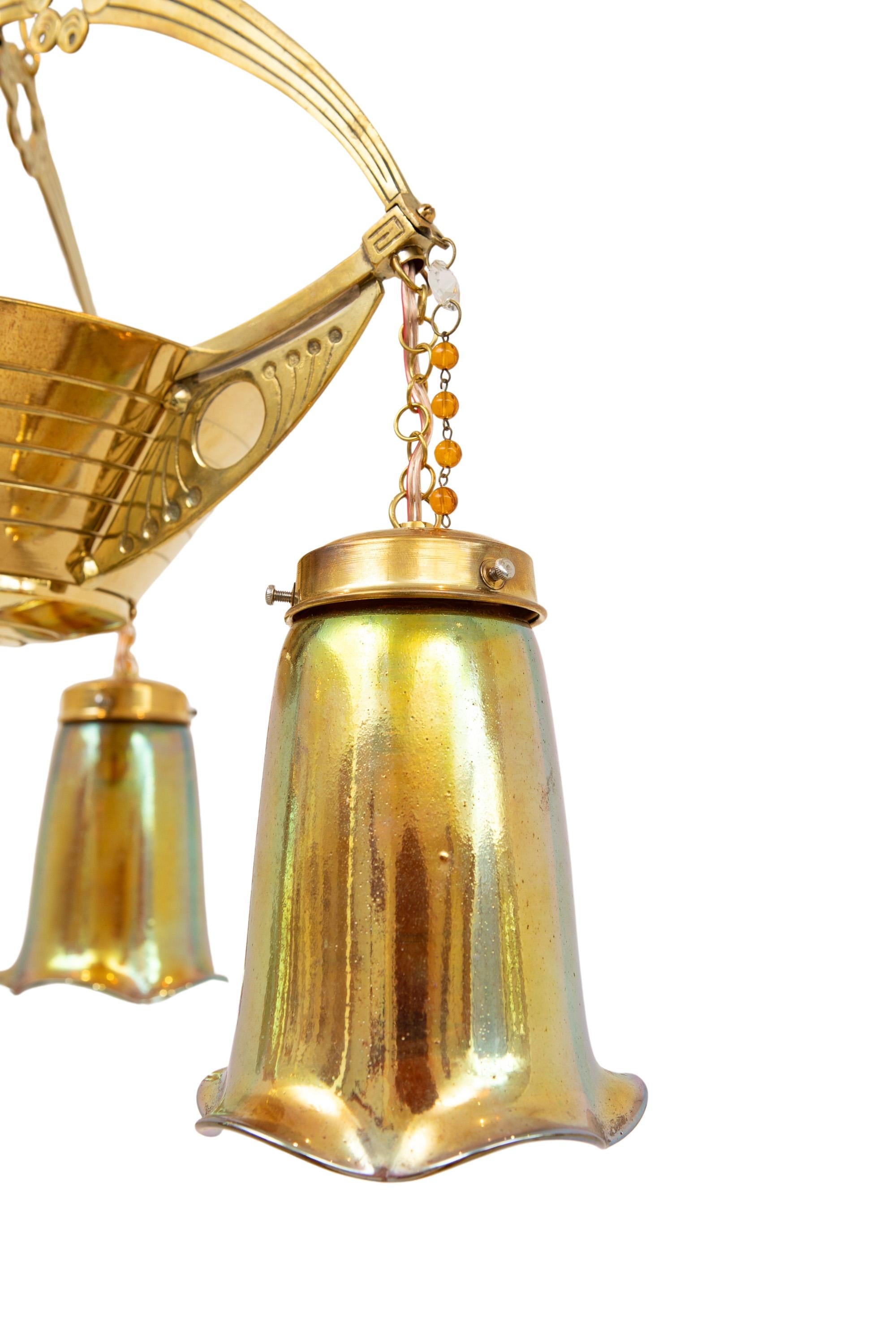 Lámpara Art Nouveau de cristal de Johann Loetz Witwe ca. 1900 en Bueno estado para la venta en Klosterneuburg, AT