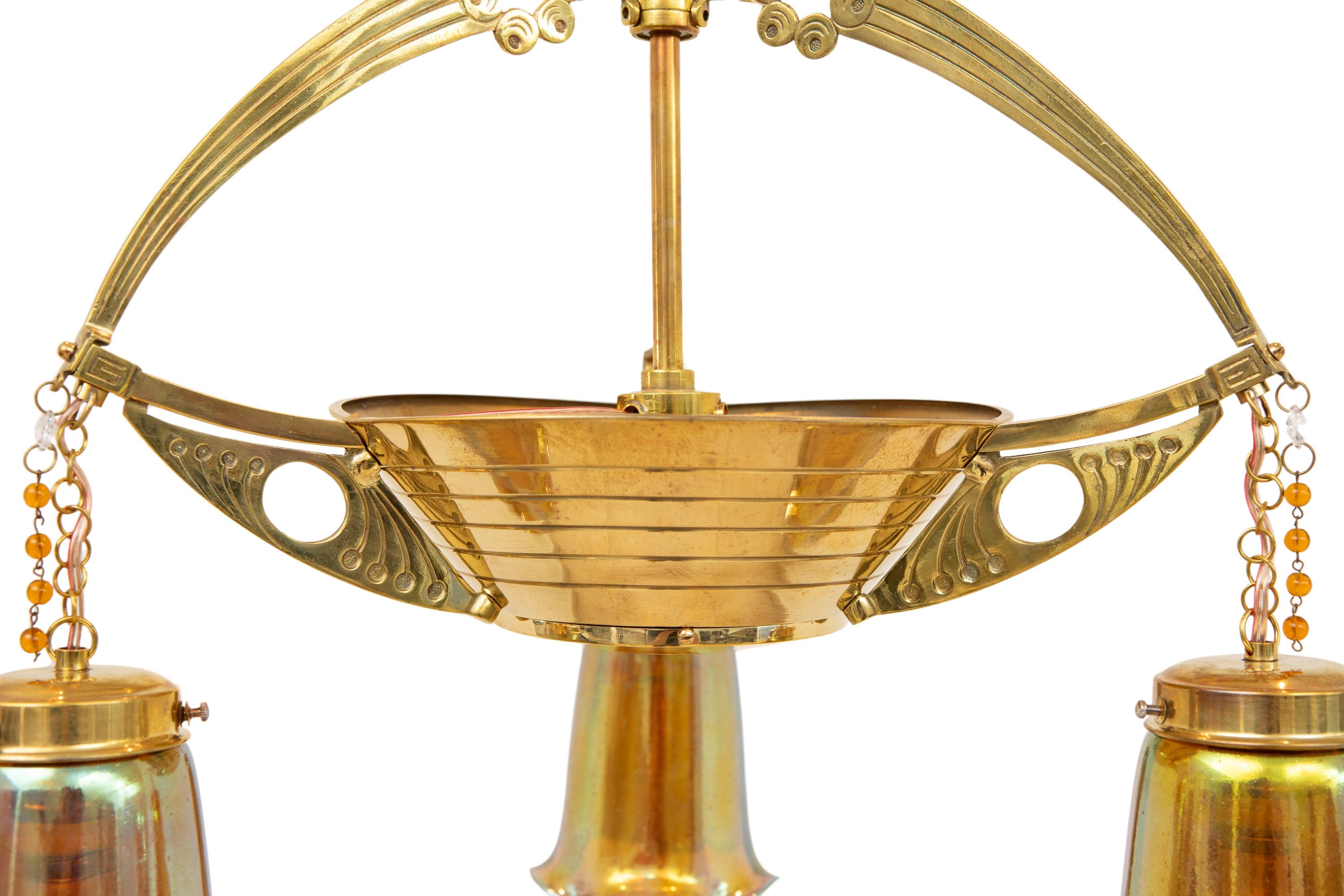 Lámpara Art Nouveau de cristal de Johann Loetz Witwe ca. 1900 siglo XX en venta