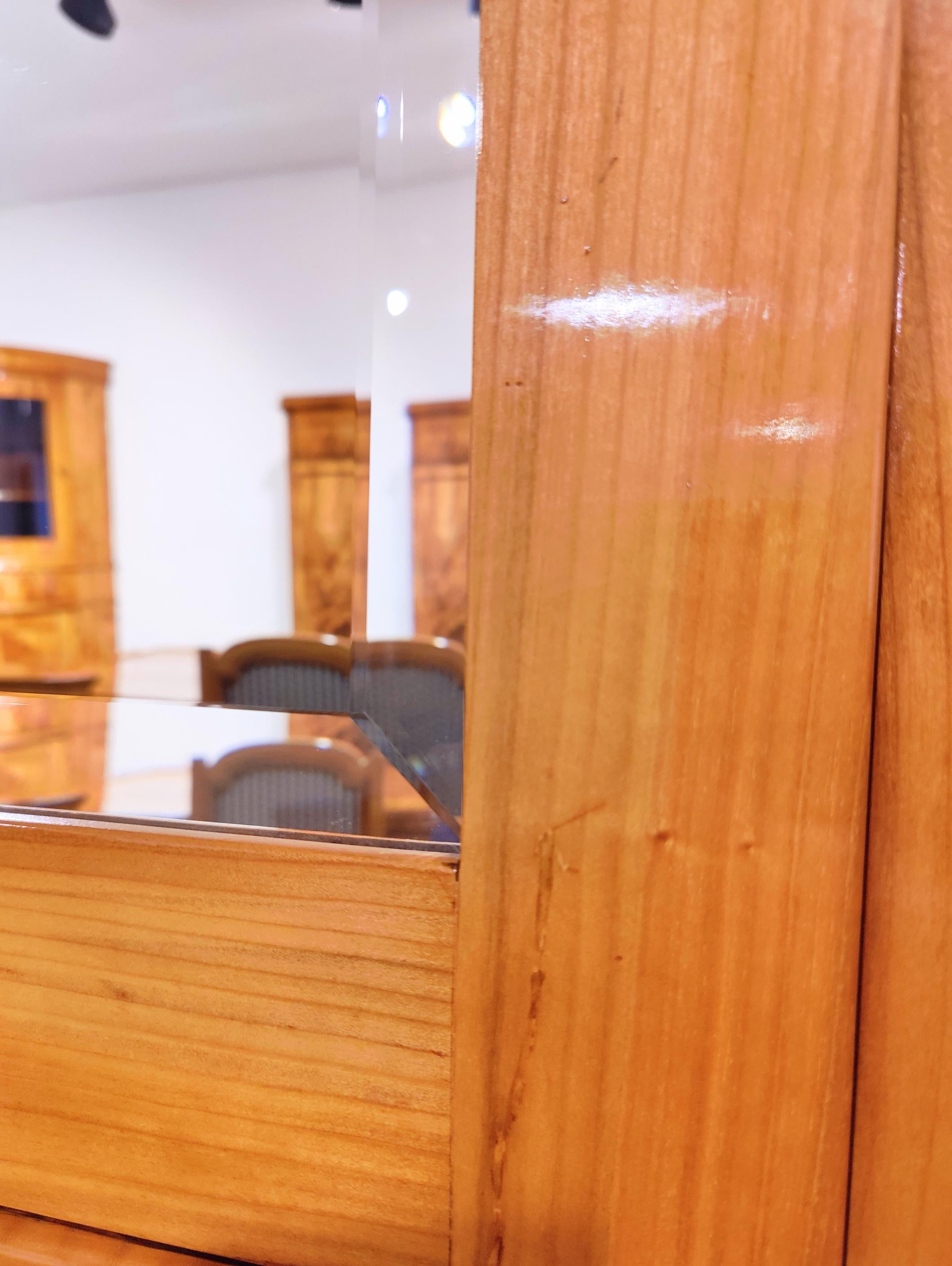 Large Art Nouveau Cherrywood Cabinet with Facetted Mirror, circa 1905 For Sale 2