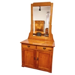Large Art Nouveau Cherrywood Cabinet with Facetted Mirror, circa 1905