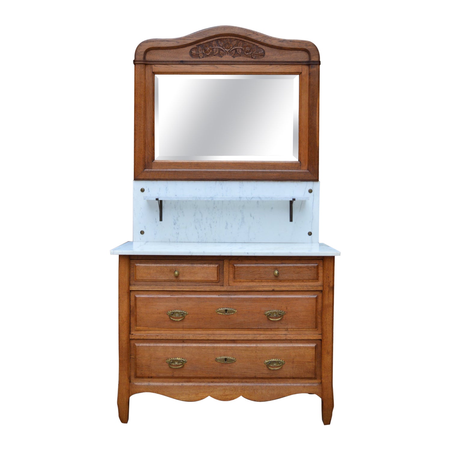 Art Nouveau Chest of Drawers in Carved Oak, France, circa 1910