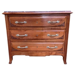 Art Nouveau Chest of Drawers in Cherry Wood, 20th Century