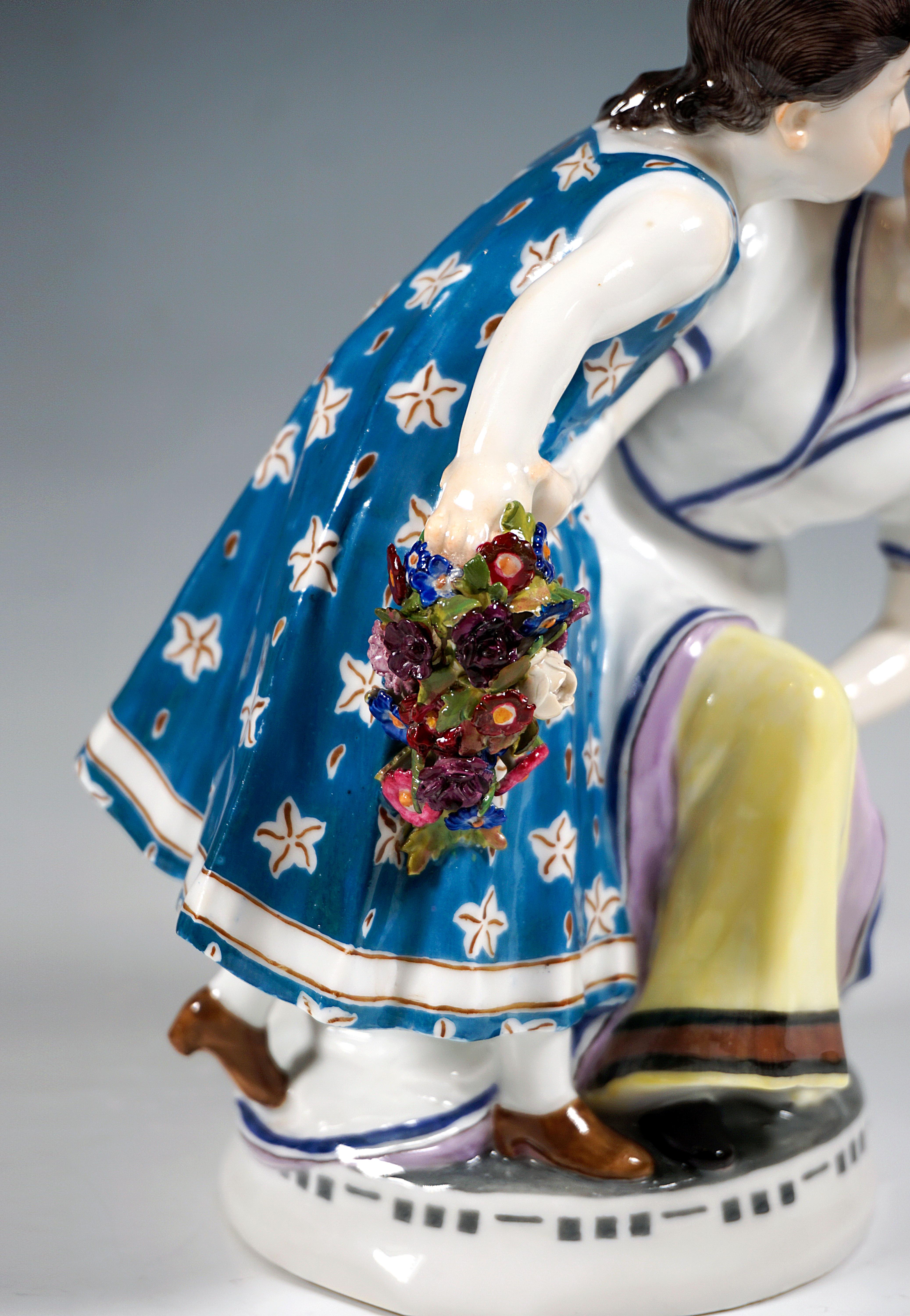 Grupo de niños Art Nouveau 'Niña con niño', T. Eichler, Meissen Alemania, 1905 principios del siglo XX en venta