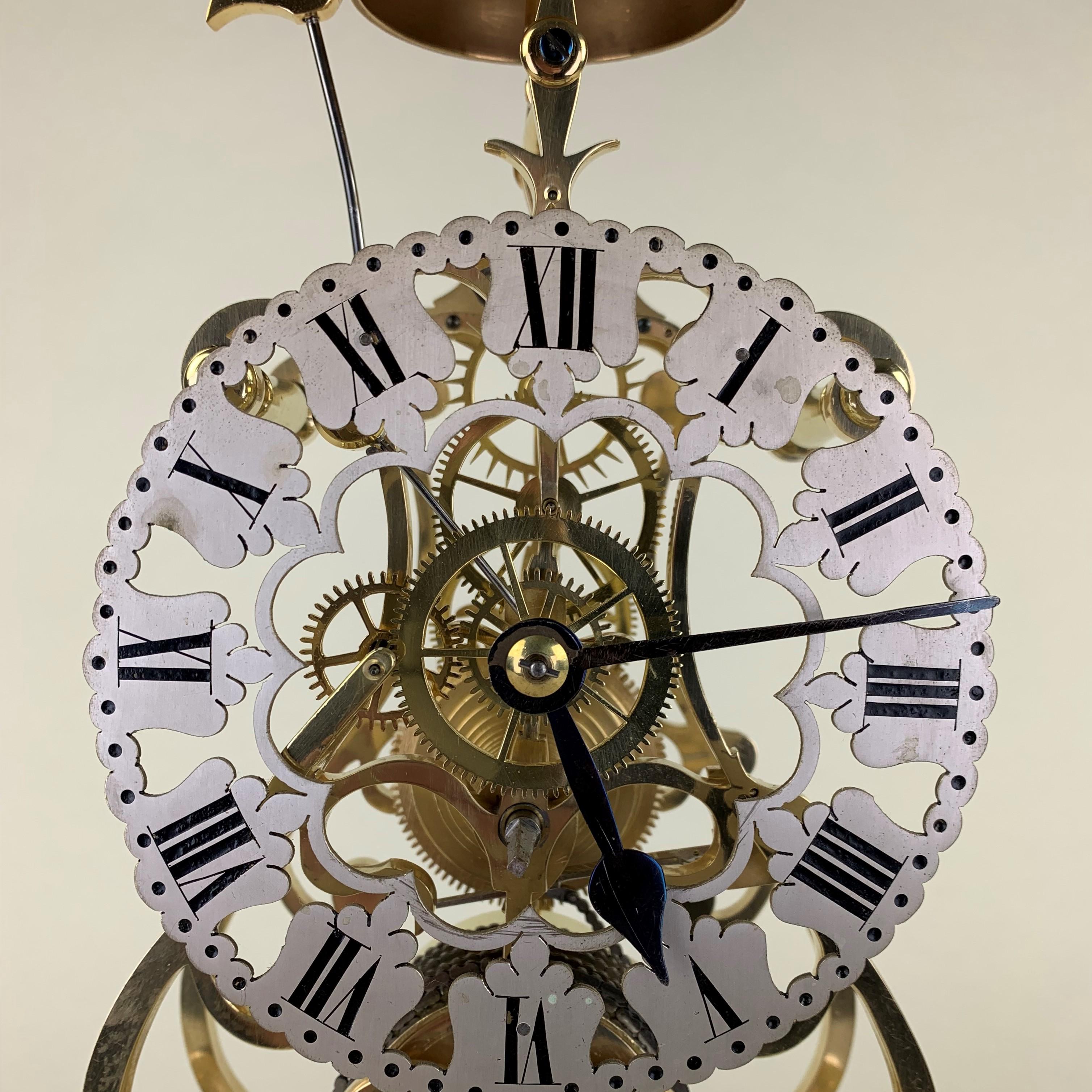 French Art Nouveau Chiming Skeleton Clock