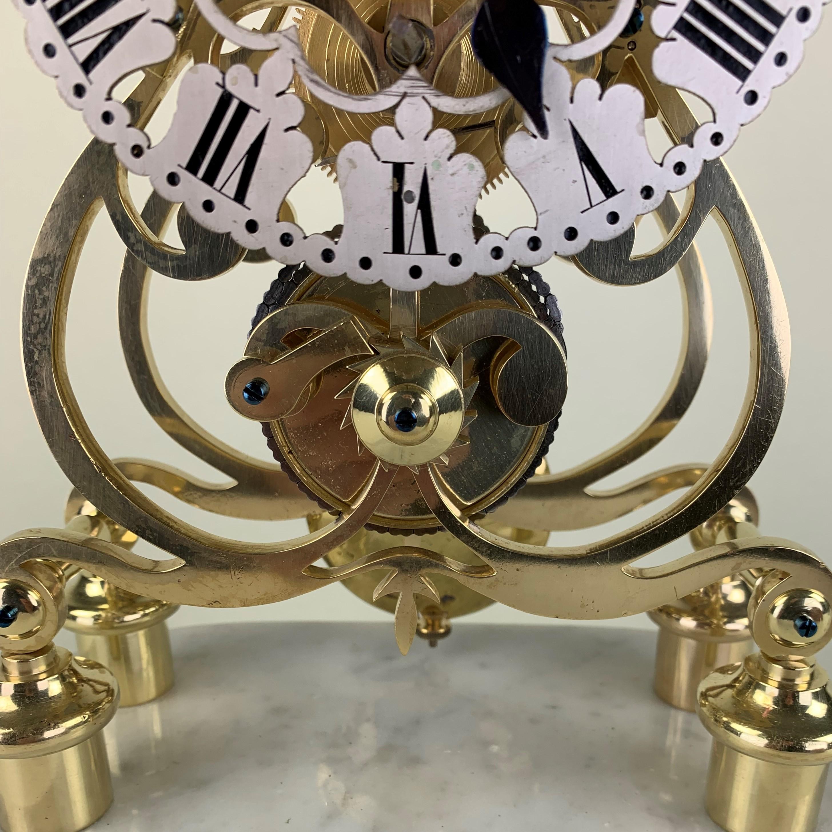 Art Nouveau Chiming Skeleton Clock In Good Condition In Folkestone, GB