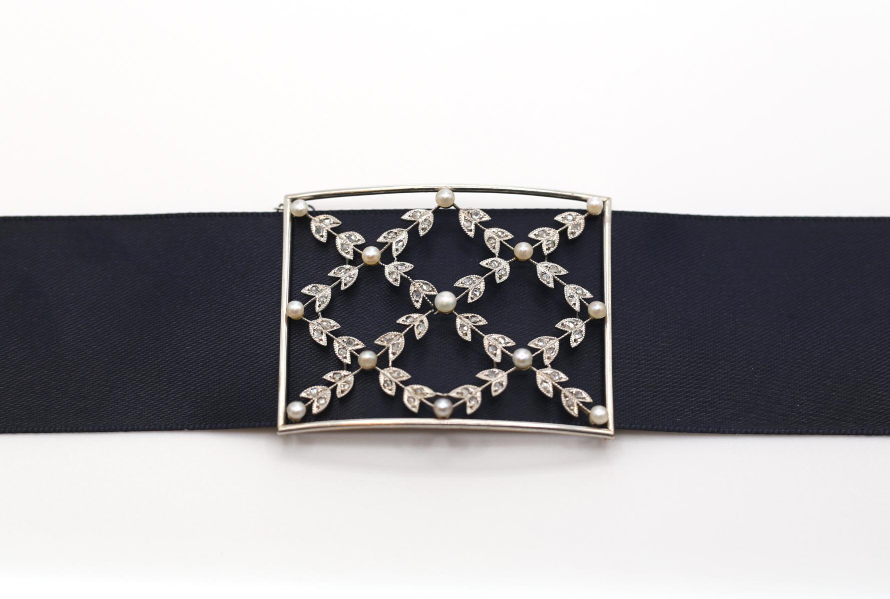 Ciondolo a girocollo Art Nouveau Perle naturali Diamanti Mine, 1925 in vendita 10