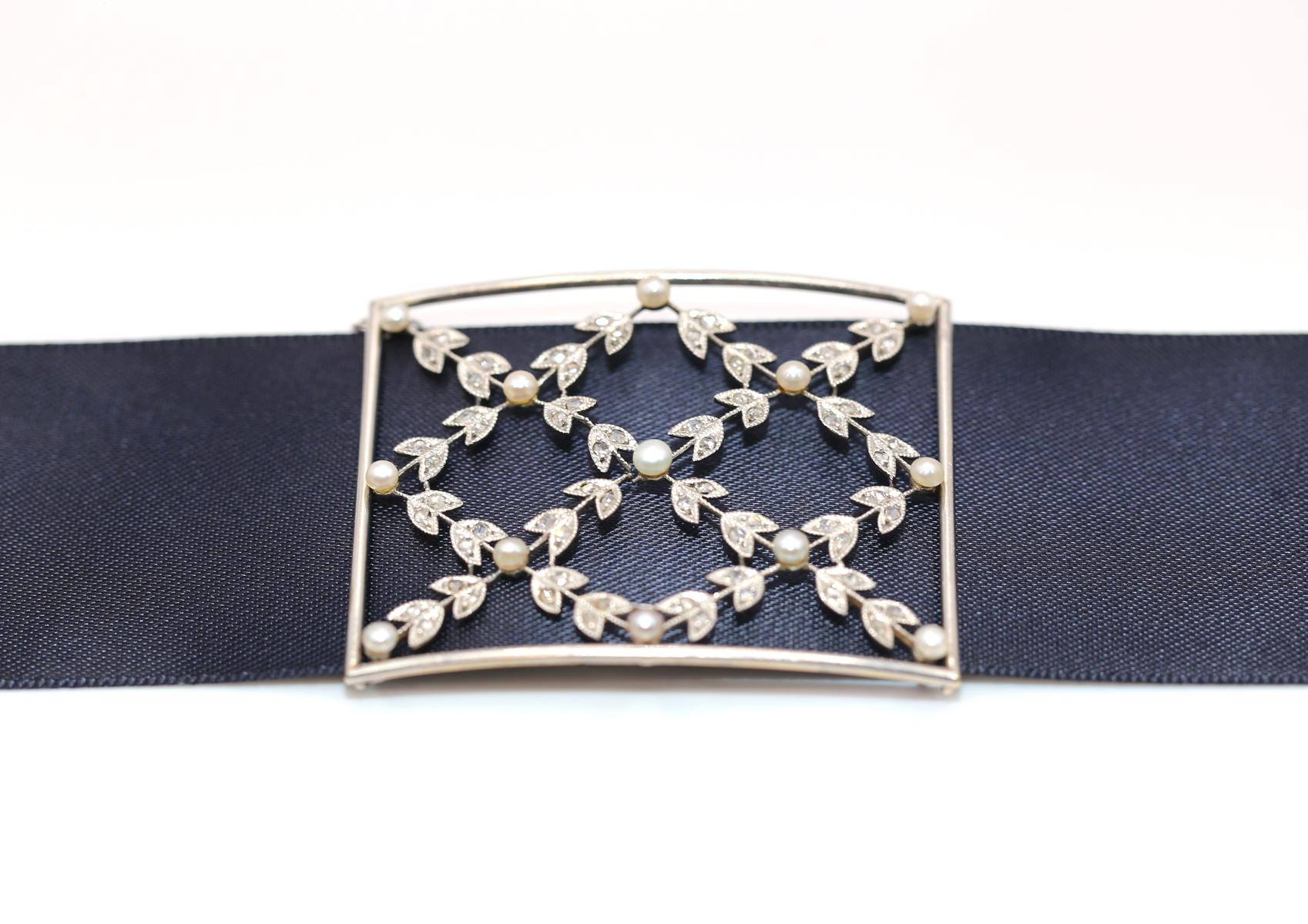 Ciondolo a girocollo Art Nouveau Perle naturali Diamanti Mine, 1925 in vendita 11