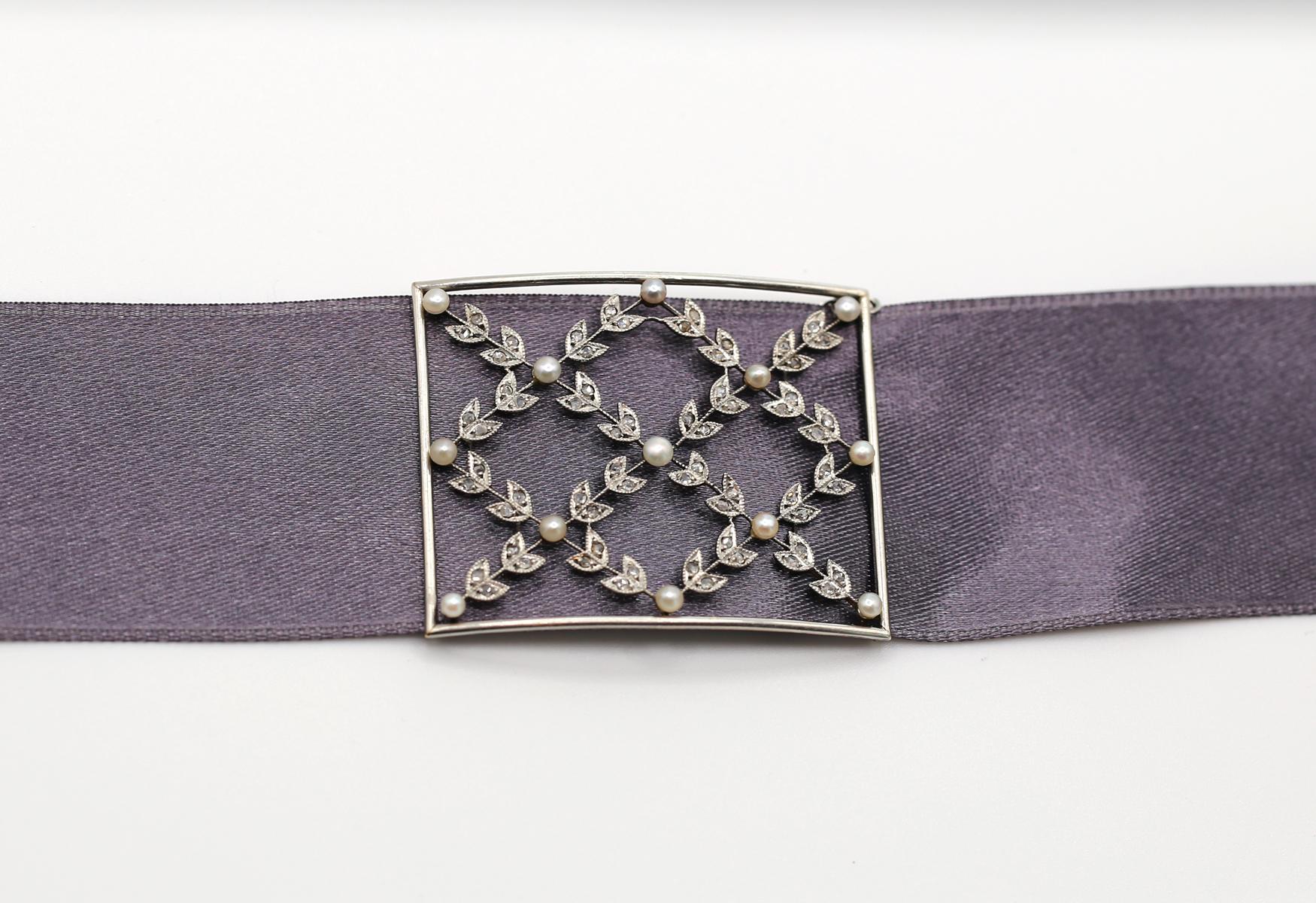 Ciondolo a girocollo Art Nouveau Perle naturali Diamanti Mine, 1925 in vendita 13