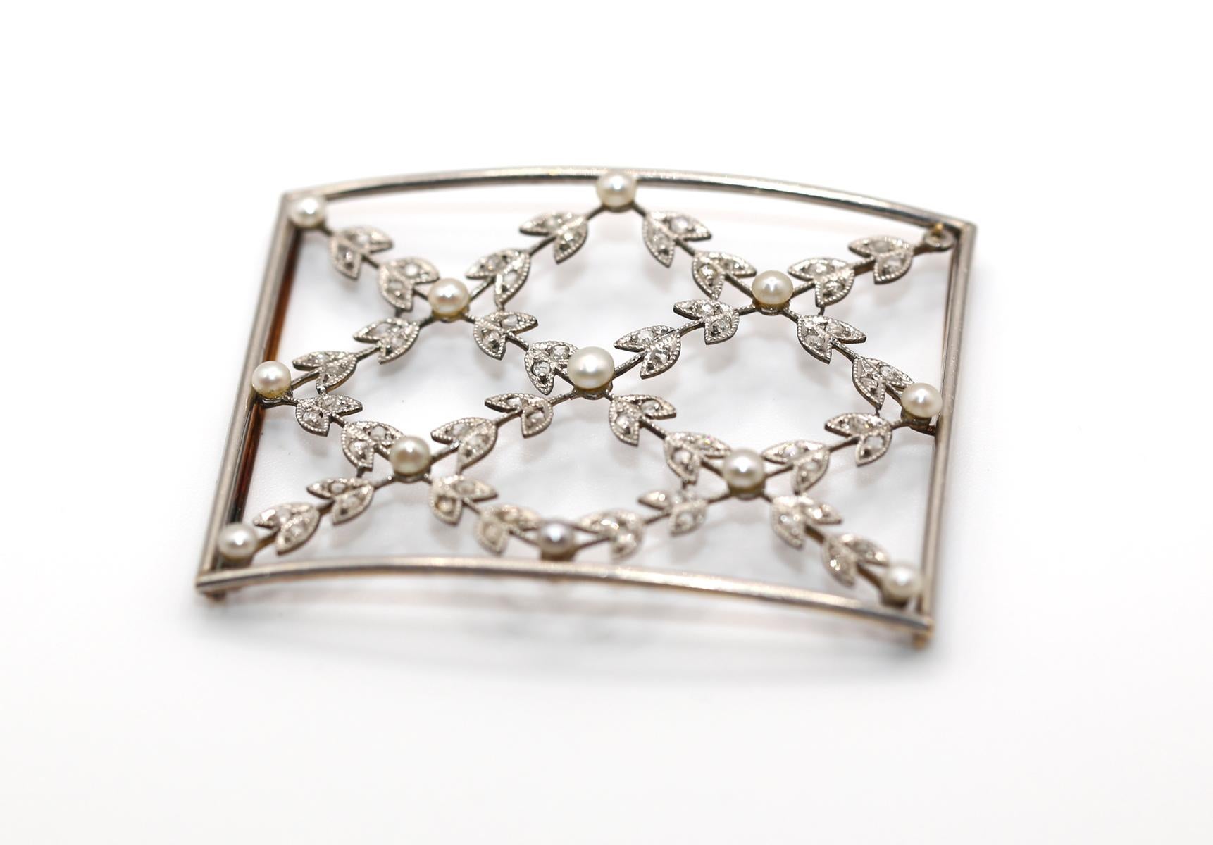 Taglio vecchia miniera Ciondolo a girocollo Art Nouveau Perle naturali Diamanti Mine, 1925 in vendita
